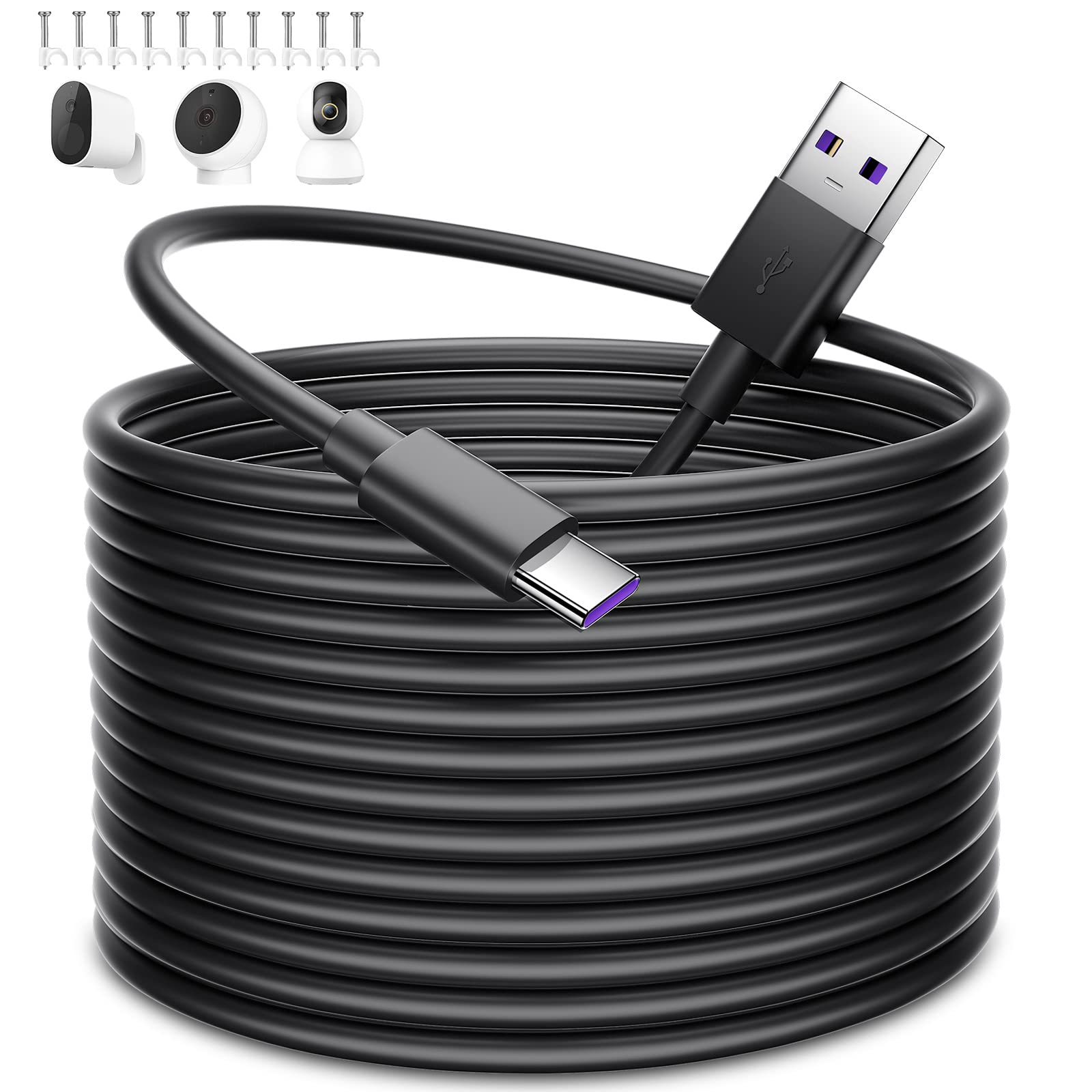 USB Type-Cケーブル 10M USB A to USB Cケーブル 防犯カメラ給電 対応Xi ...