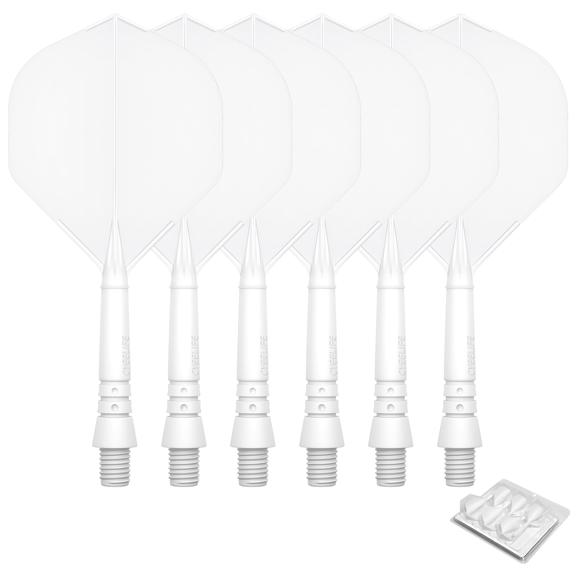 CyeeLife 6パック 一体型ダーツフライトとシャフト、ワンピースアクセサリ