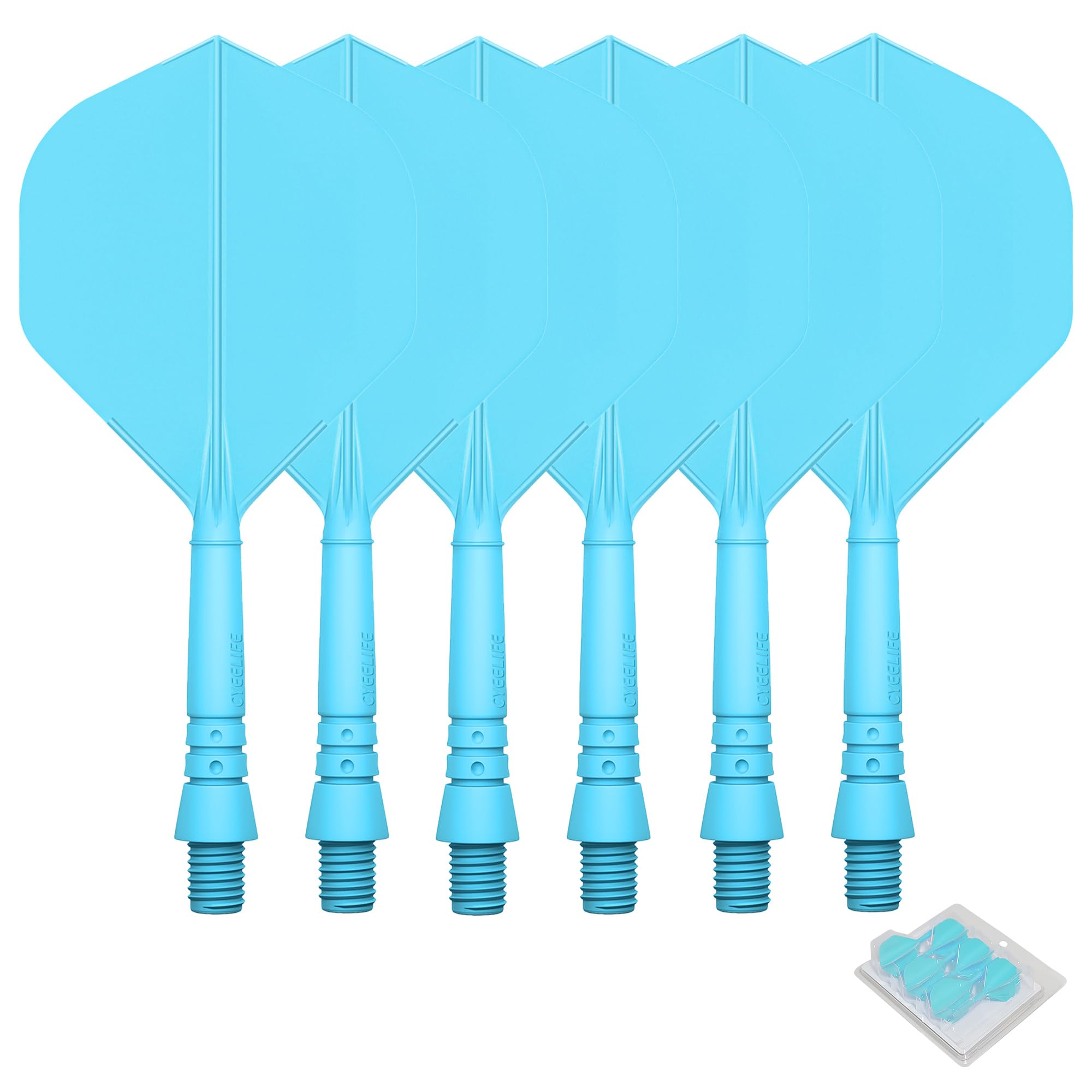 CyeeLife 6パック 一体型ダーツフライトとシャフト、ワンピースアクセサリ