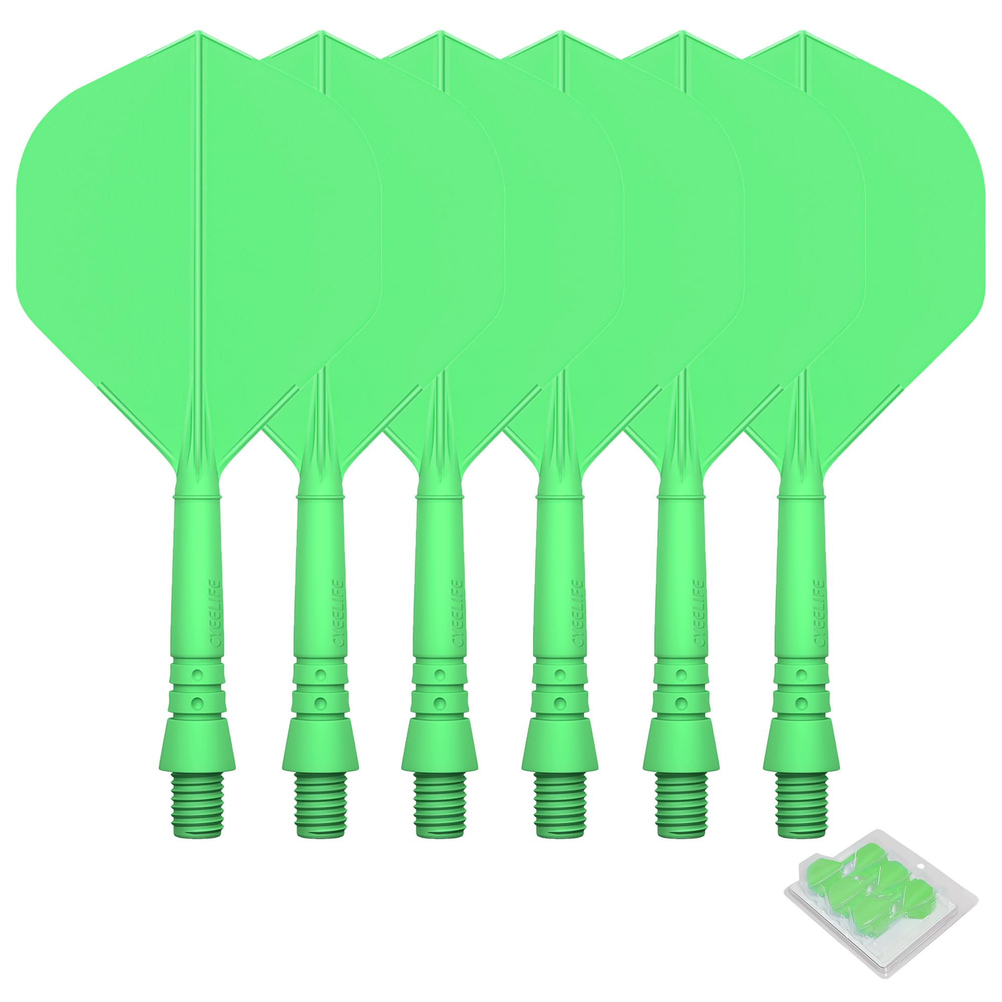 CyeeLife 6パック 一体型ダーツフライトとシャフト、ワンピースアクセサリ