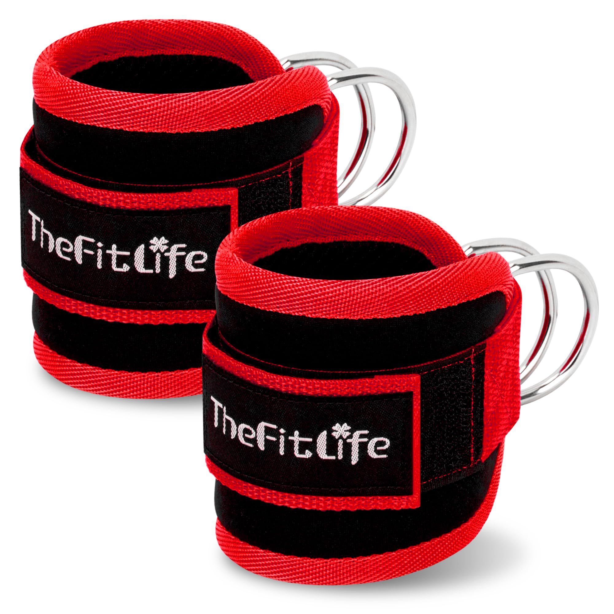 TheFitLife アンクルストラップ お尻 トレーニング 美尻 ケーブルマシン アタッチメント お尻筋トレ アンクルバンド 足首ストラップ 2個セット (レッド)