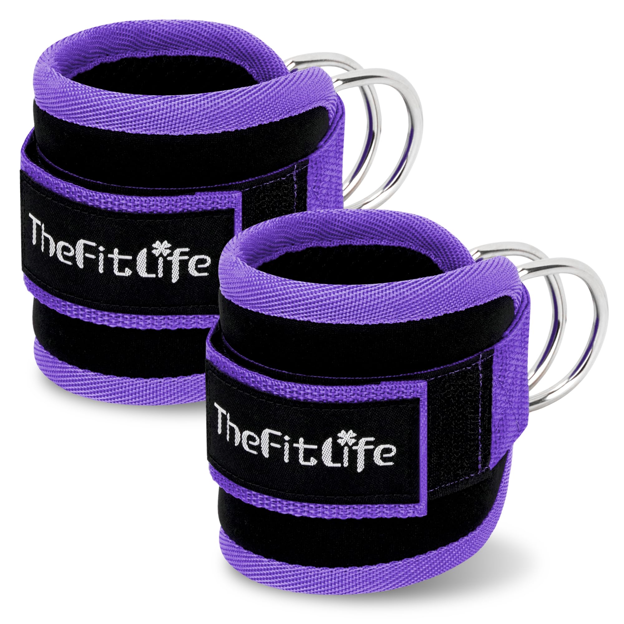 TheFitLife アンクルストラップ お尻 トレーニング 美尻 ケーブルマシン アタッチメント お尻筋トレ アンクルバンド 足首ストラップ 2個セット (パープル)