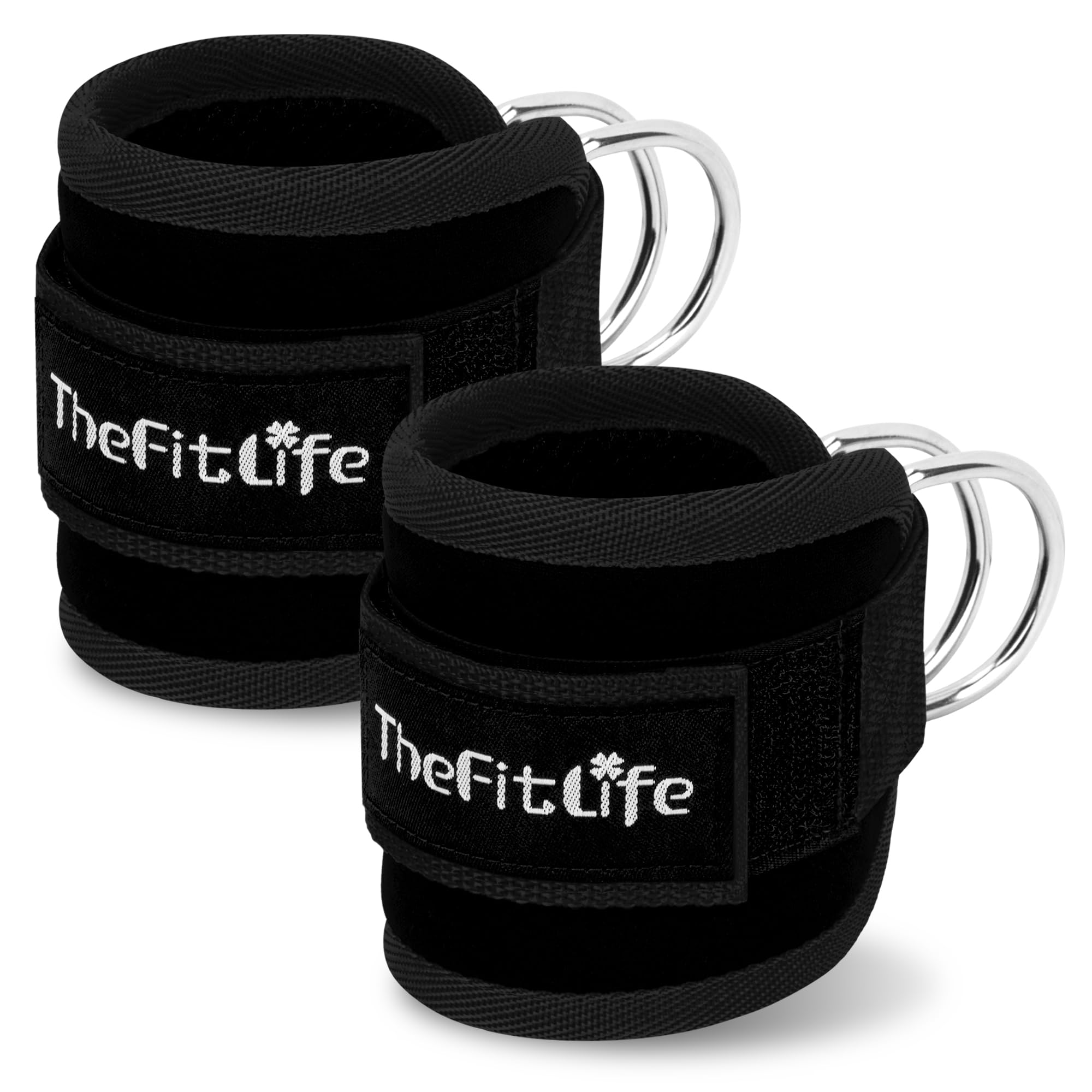 TheFitLife アンクルストラップ お尻 トレーニング 美尻 ケーブルマシン アタッチメント お尻筋トレ アンクルバンド 足首ストラップ 2個セット (ブラック)