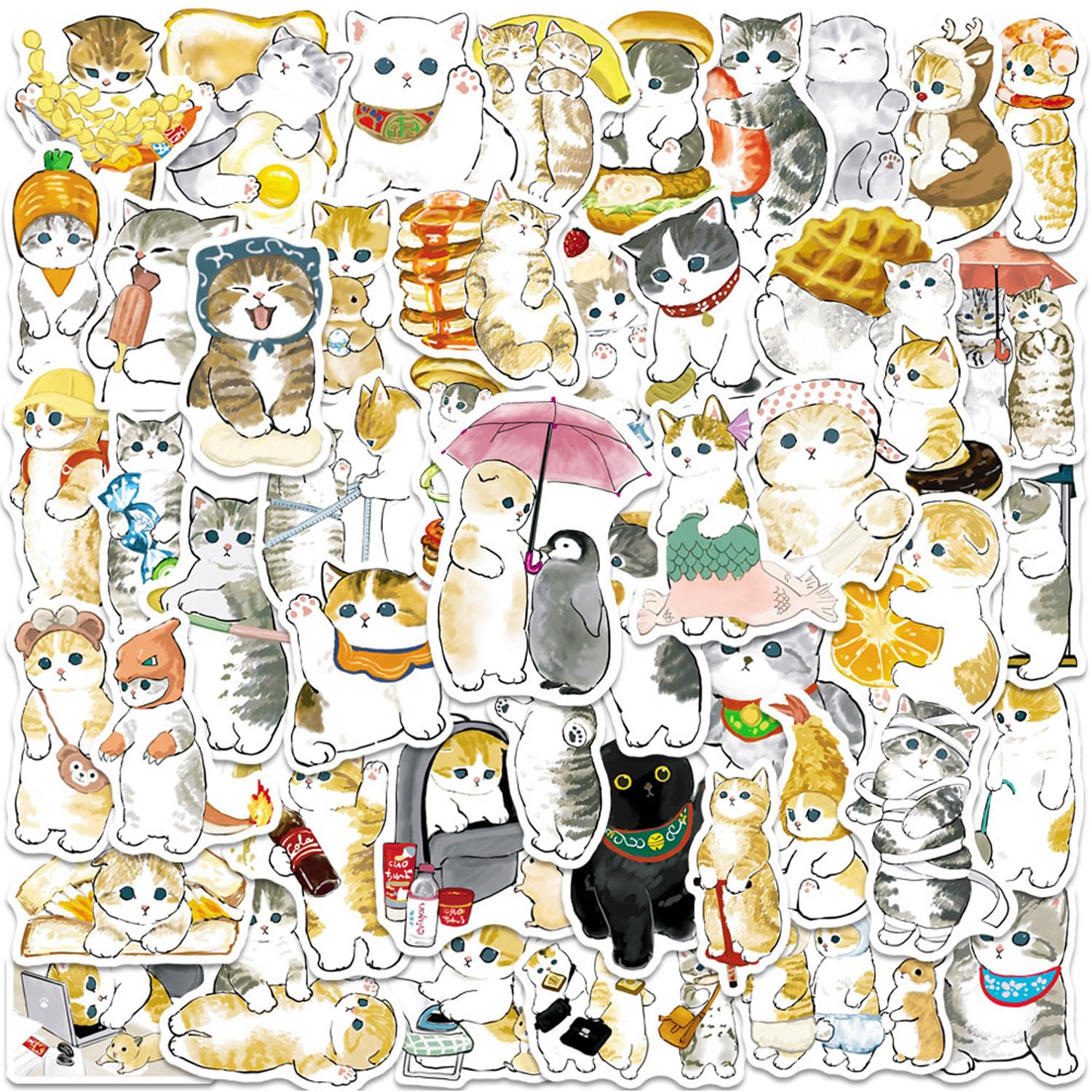 VEAGIA 猫ステッカー セット 62個 猫防水 ステッカー 車 バイク ヘルメット スケートボード ギター等 カラード
