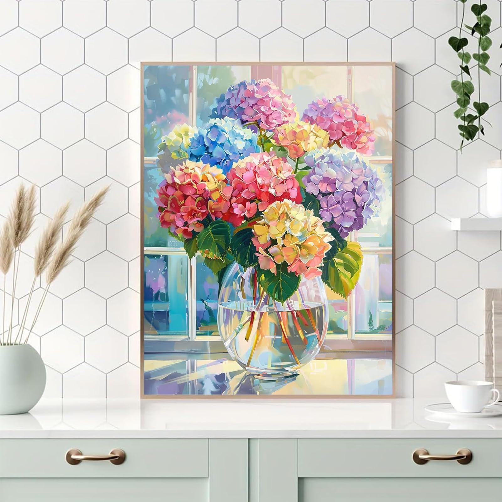 Amyaker ダイヤモンドアート キット 四角いビーズ 全面 2個セット ダイアモンドビーズ絵画キット DIY 手作り絵画 モザイクアート 5D モザイクアート ダイヤモンド塗装 全面貼り付けタイプ 30x40cm アジサイ