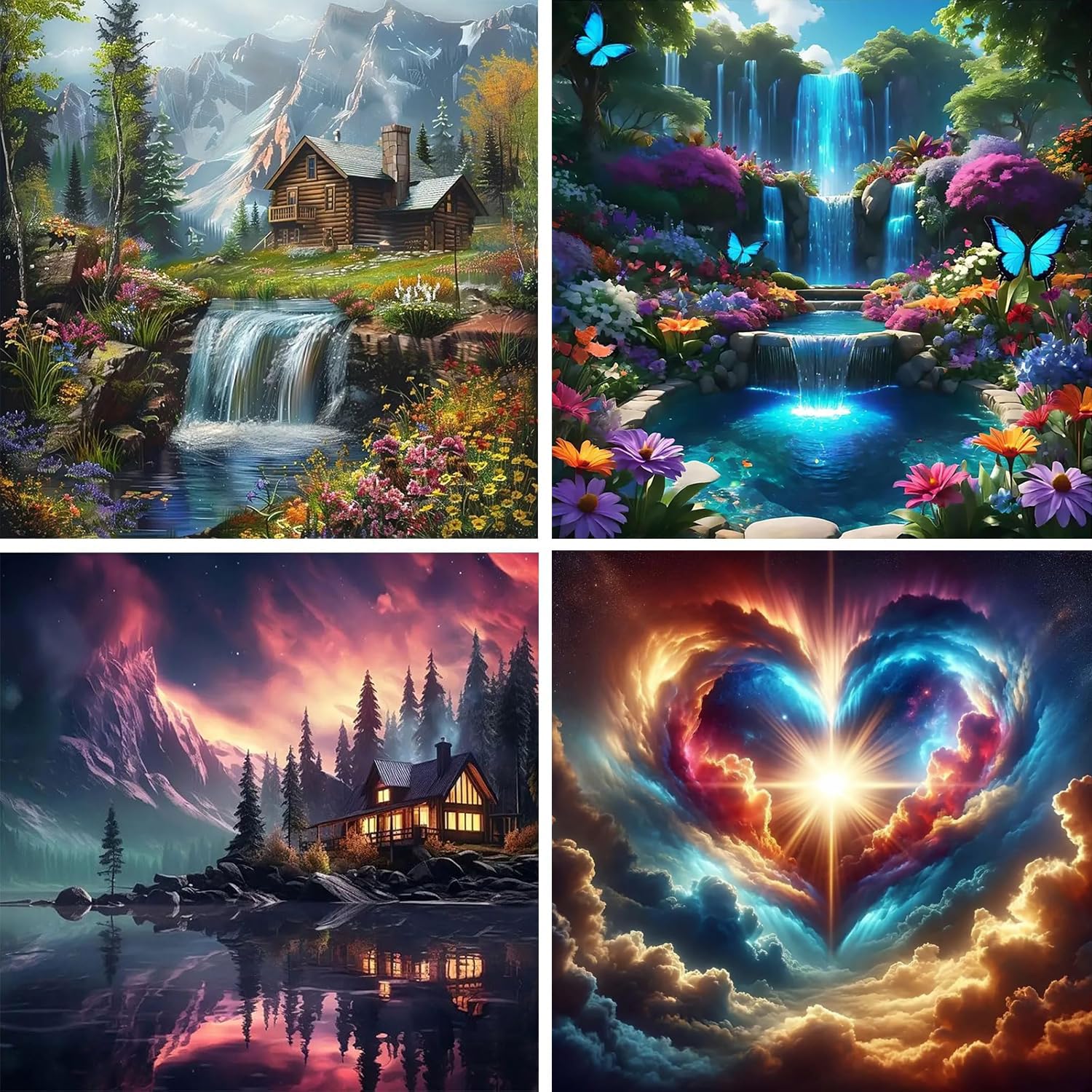 Amyaker ��������ɥ����� ���å� �ͳѤ��ӡ��� ���� 4�ĥ��å� ���������ɥӡ������襭�å� DIY ���골�� ��ݥ��å� �⥶���������� 5D ...