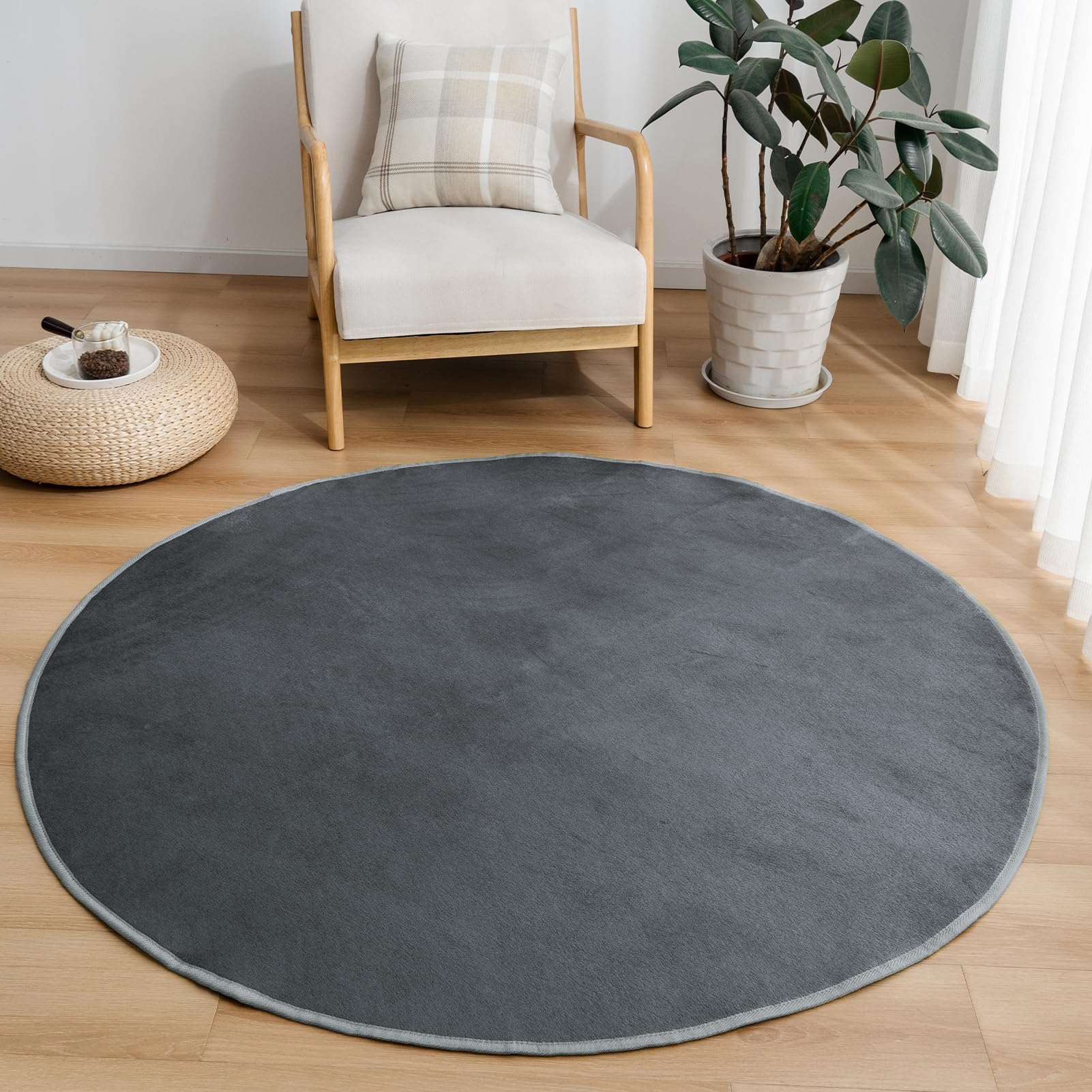 VK Living ラグ 円形 カーペット ラグマット 直径140cm 洗える 滑り止め付 防ダニ 抗菌防臭 1年中快適..