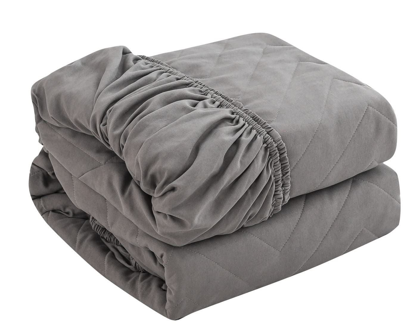 パッド一体型ボックスシーツ ダブル 140x200x30cm 薄型 敷きパッド オールシーズン快適 ベッドパッド 防ダニ 抗菌防臭 吸汗 速乾 全周ゴム付き 洗える ホテル仕様 グレー