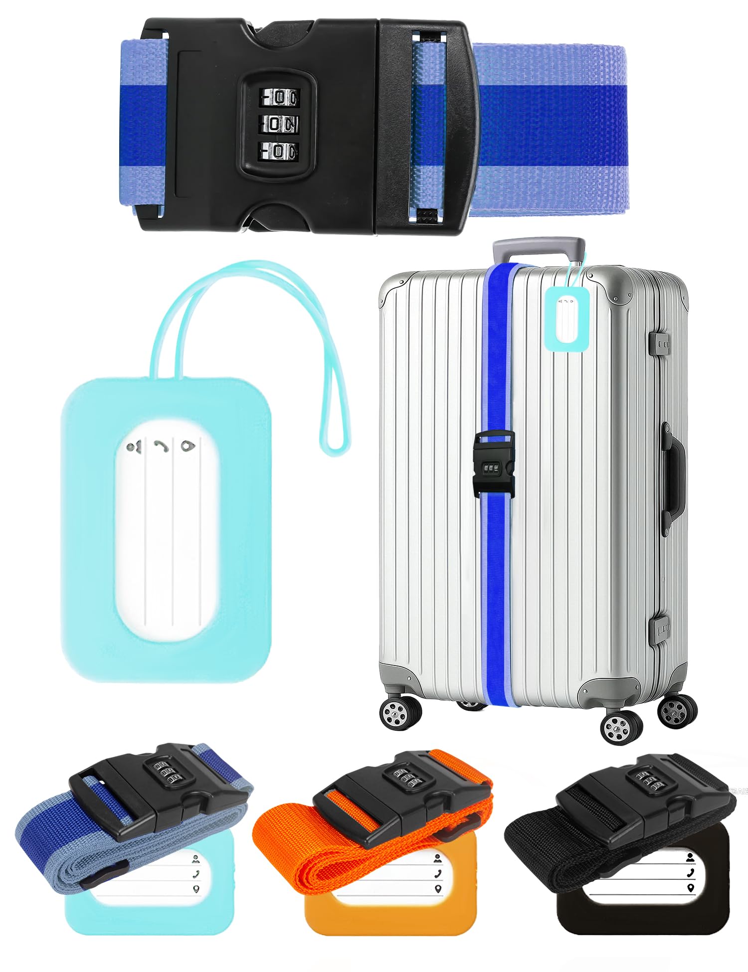 スーツケースベルト 鍵付き キャリーケース ベルト 軽量 3桁ダイヤル式 バンド 調整可能 I字型 固定ベ..