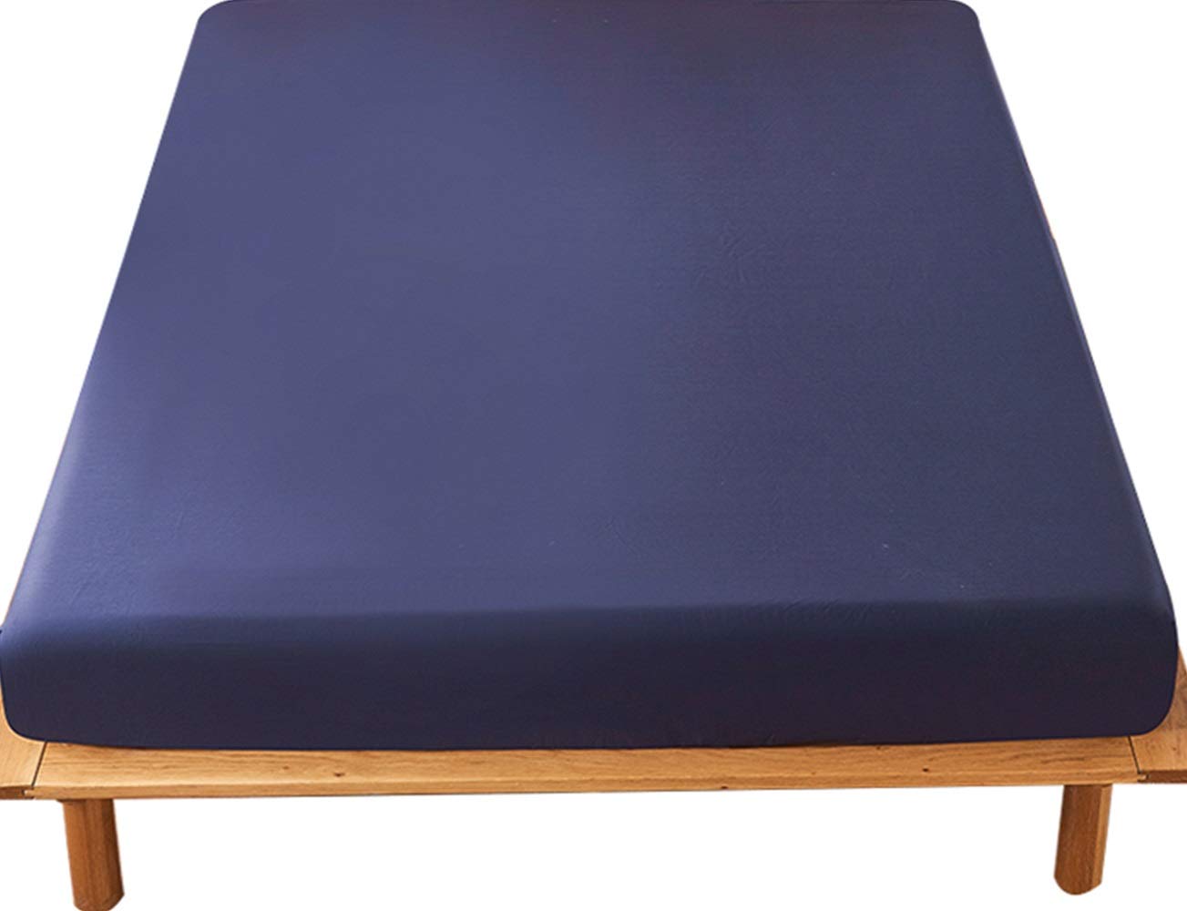 ボックスシーツ シングル マチ25cm ネイビー ベッドシーツ 綿100 マットレスカバー 全周ゴム 着脱簡単 BOXシーツ コットン 肌触り 洗える 抗菌防臭 防ダニ