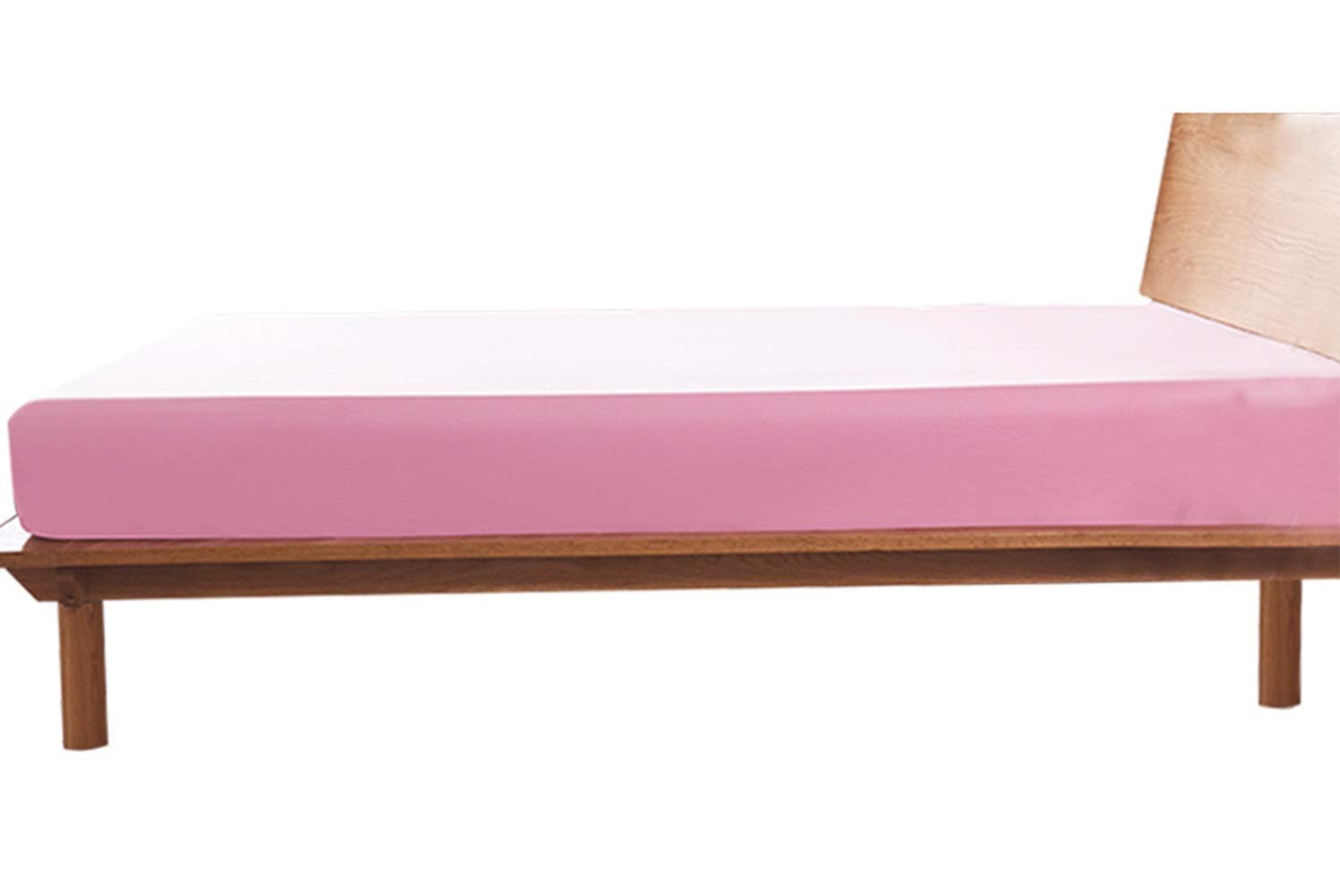 Rakuten - ボックスシーツ ワイドキング マチ35cm 200cm幅 ピンク ベッドシーツ 綿100 マットレスカバー 全周ゴム 着脱簡単 BOXシーツ コットン 肌触り 洗える 抗菌防臭 防ダニ