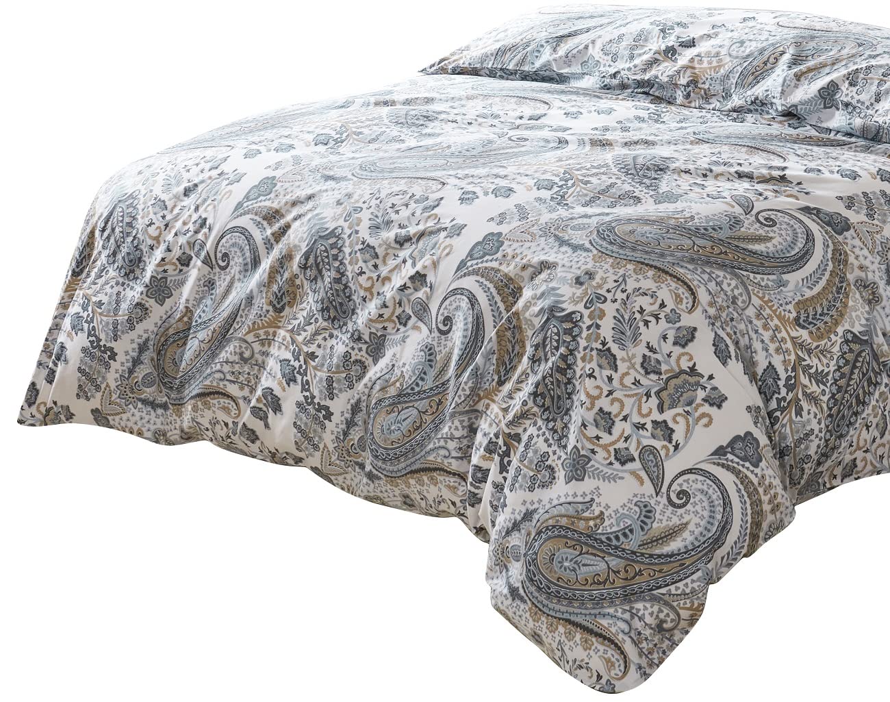 掛けふとんカバー クイーン 210x210cm 綿100% リバーシブル 掛けカバー エレガント カシューナッツ花柄..