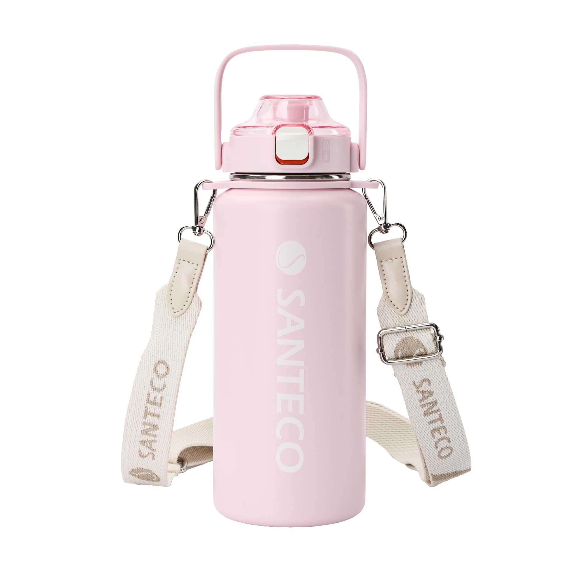 SANTECO 水筒 真空断熱スポーツボトル 1.2L 取りはずしでき肩に 保冷 保温 魔法瓶 ストロー付き 直飲み..