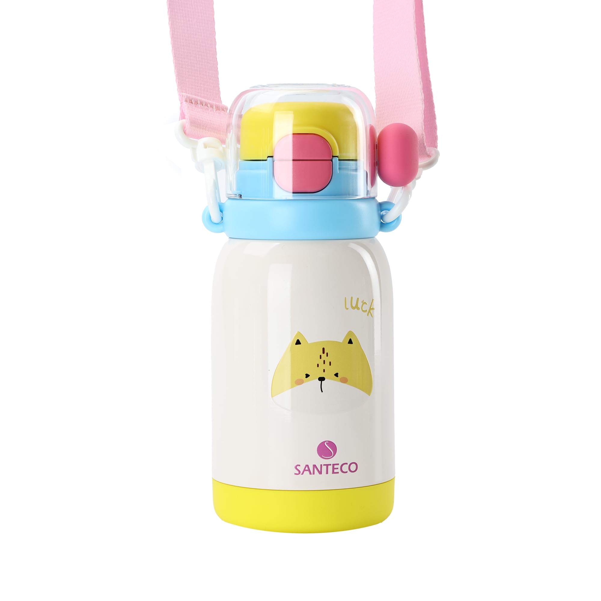 SANTECO 水筒 子供用 3WAY ストロー付き 500ml コップ飲み 真空断熱 直飲 魔法瓶 広口 316ステンレスス..