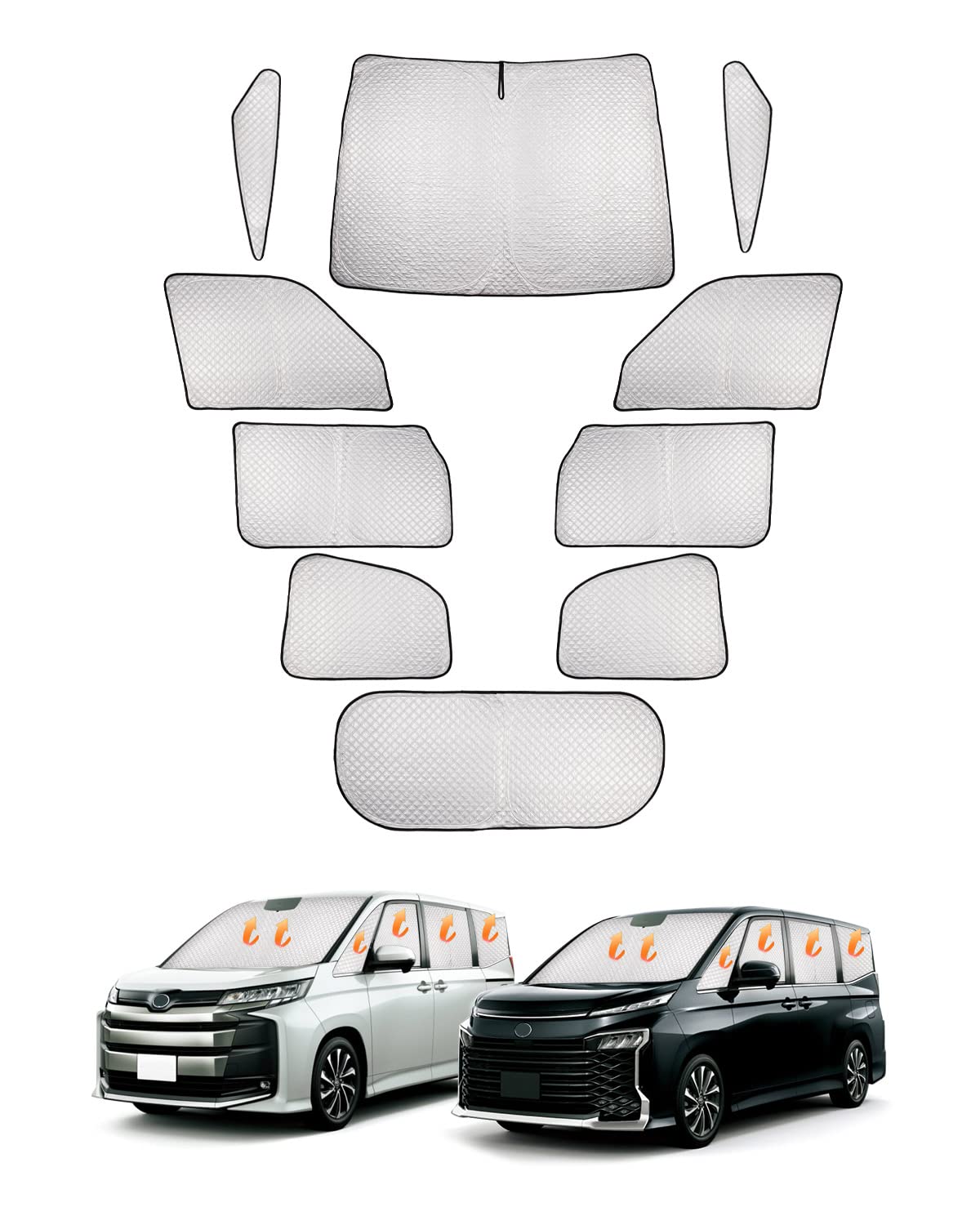 CARVANTA トヨタ 新型 ヴォクシー ノア 90系 サンシェード 遮光シェード フロントサンシェード 車中泊 サイドサンシェード プライバシー保護 フルセット マルチサンシェード TOYOTA VOXY NOAH R90W 2022年1月-現行 暑さ