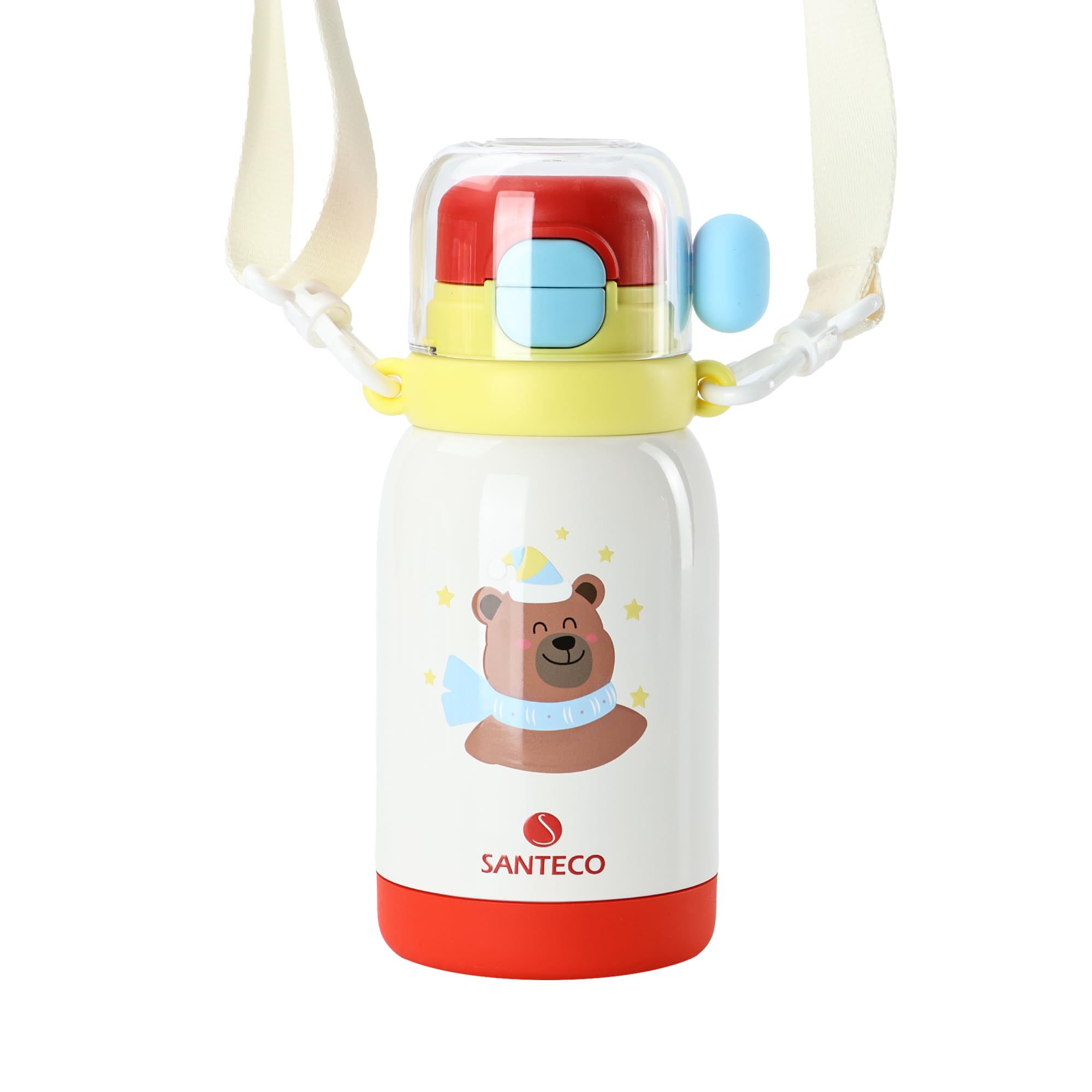 SANTECO 水筒 子供用 3WAY ストロー付き 500ml コップ飲み 真空断熱 直飲 魔法瓶 広口 316ステンレスス..