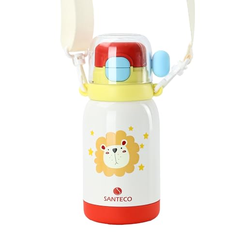SANTECO 水筒 子供用 3WAY ストロー付き 500ml コップ飲み 真空断熱 直飲 魔法瓶 広口 316ステンレスス..