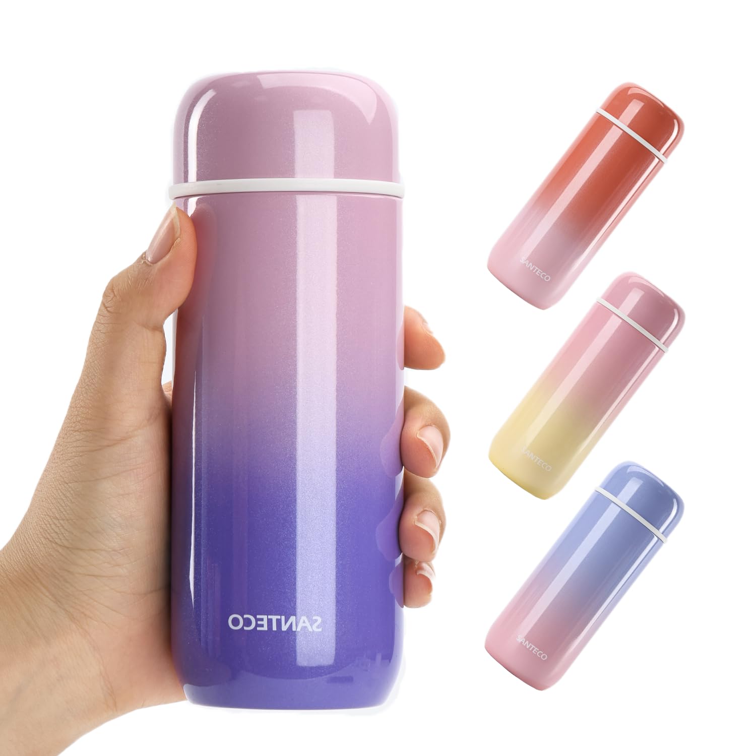 Rakuten - SANTECO 水筒 真空断熱ポケットマグ 200ml 軽量&コンパク保温・保冷 スクリューマグ 真空断熱ケータイマグ 小さなバッグにも入るミニサイズ (Blush Lavender, 200ml)