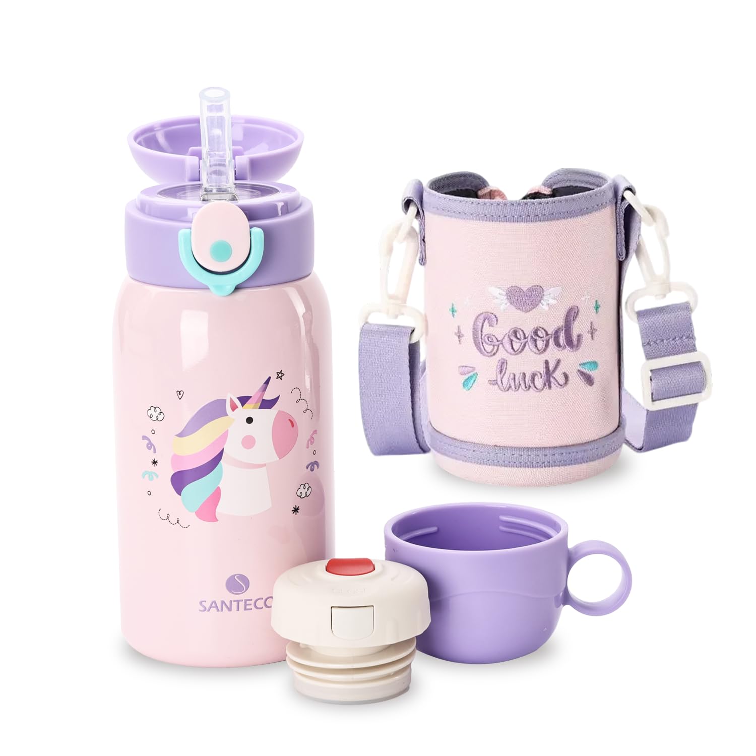 SANTECO 水筒 MARA 魔法瓶 550ML 子供用 ストロー付き 直飲み 2Wayタイプ スポーツドリンク対応 炭酸対..