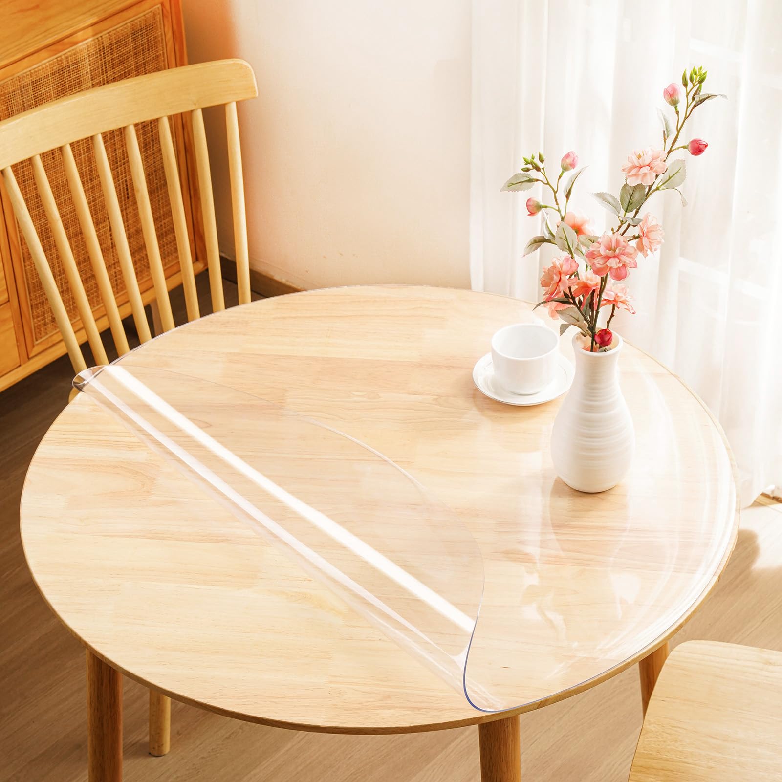 円形 テーブルクロス 透明 PVC テーブルマット直径80cm 厚さ1.5mm 円形 テーブルカバー ビニール デスクマット 防水 汚れ防止 撥水加工 はカスタマイズ可能です