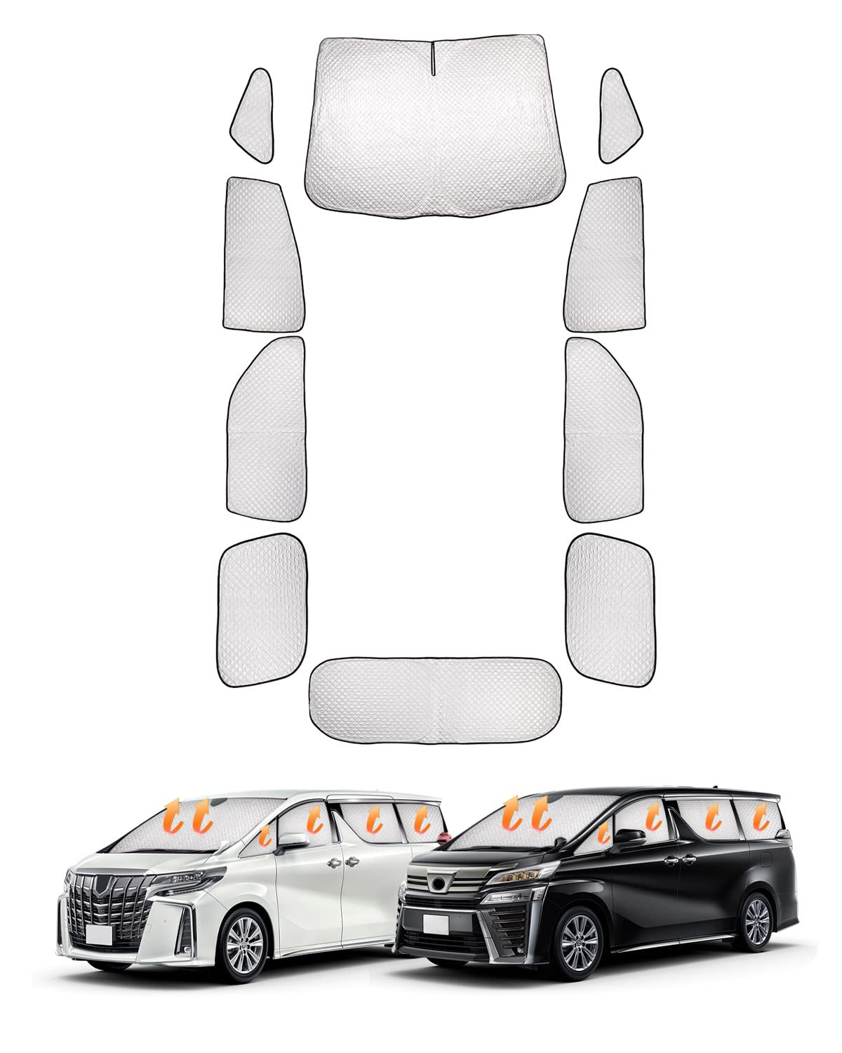 CARVANTA トヨタ アルファード 30系 サンシェード ヴェルファイア 30系 遮光シェード 車中泊 全窓対応サンシェード サイドサンシェード プライバシー保護 フルセット マルチサンシェード ALPHARD Vellfire 30系 3代目 201