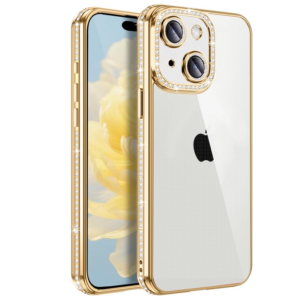 Rakuten - MuZiF iPhone 14 用 ケース クリア メッキ加工 キラキラ 背面全透明 サラウンドレンズ保護 カメラ保護 TPU ソフトケース 薄くて軽い 女性 人気 耐衝撃 携帯カバー ラップホール付き アイフォン 14 用 スマホケース (iPhone