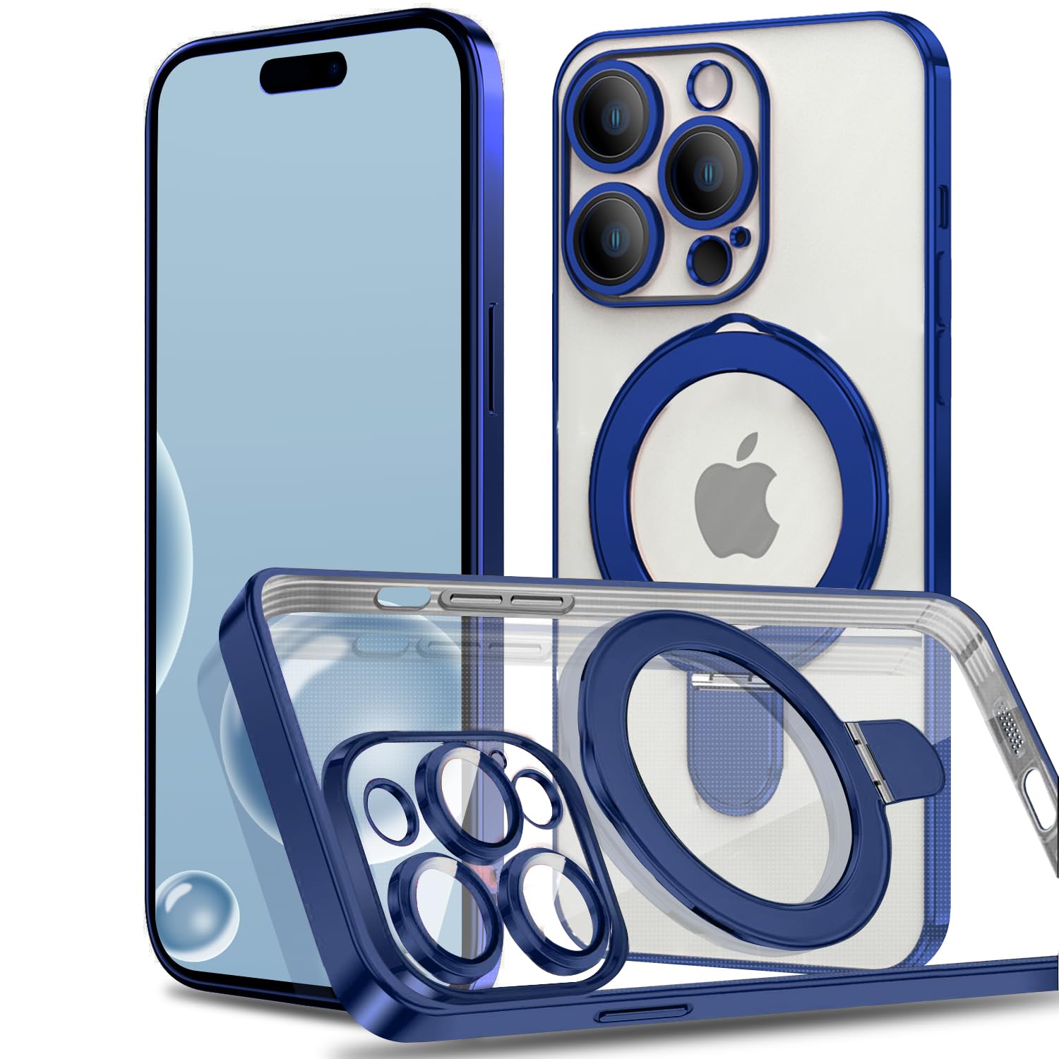 Rakuten - MuZiF iPhone 15 Pro Max 用 ケース MagSafe対応 リング付き クリア メッキ加工 カバー 車載ホルダー対応 多機能 レンズ保護 薄型軽量 耐衝撃構造 透明柔らかいTPU アイフォン15 プロマックス 磁気カバー クリアケース（