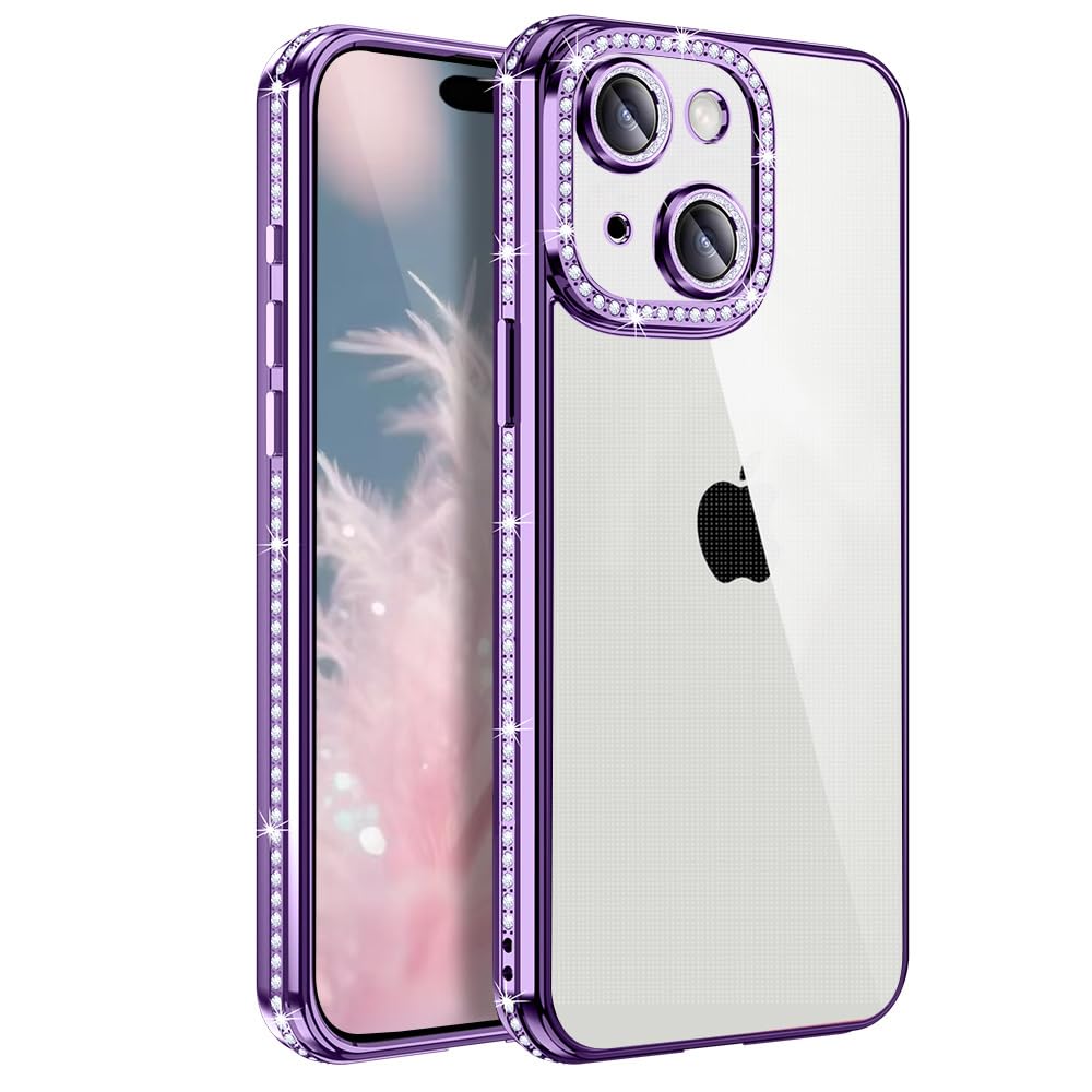 Rakuten - MuZiF iPhone 13 用 ケース クリア メッキ加工 キラキラ 背面全透明 サラウンドレンズ保護 カメラ保護 TPU ソフトケース 薄くて軽い 女性 人気 耐衝撃 携帯カバー ラップホール付き アイフォン 13 用 スマホケース (iPhone