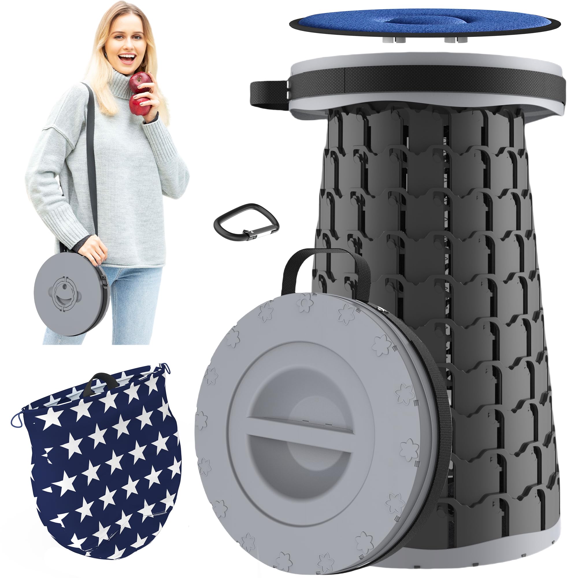 LOCYOP 折りたたみ椅子 折り畳み椅子 軽量 アウトドアチェアコンパクト 伸縮式 おりたたみいす クッションつき 収納バッグとカラビナ付き 高度調節可能 45CM 耐荷重200kg 持ち運び便利 一秒開閉できる 旅行 キャンプ 椅子 行列待ち 釣り ハ