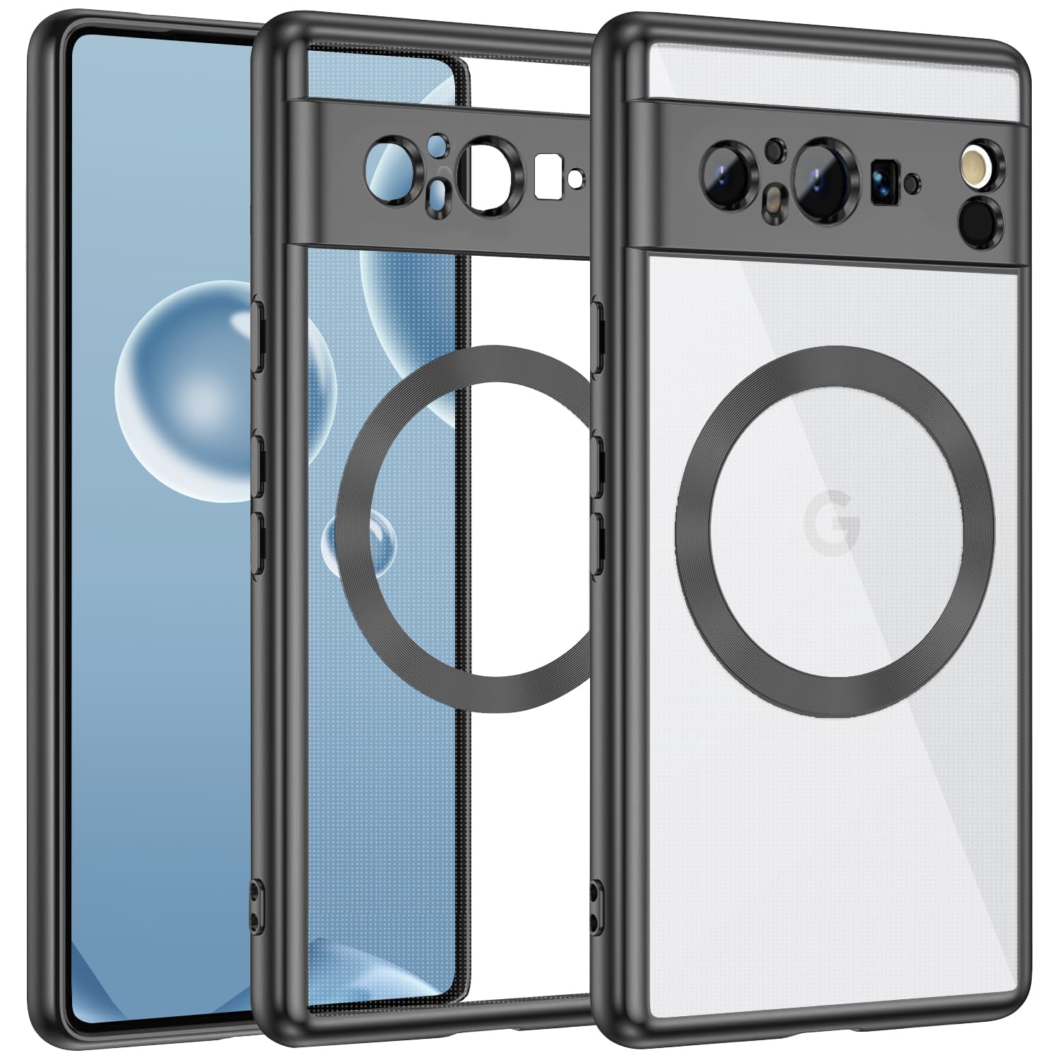 Rakuten - MuZiF Google Pixel 8 Pro 用 ケース クリア メッキ加工 Magsafe対応 永久磁石 レンズ保護 TPU ソフトケース 薄くて軽い 人気 耐衝撃 携帯カバー スマホケース ピクセル 8 Pro クリアケース (Google Pix