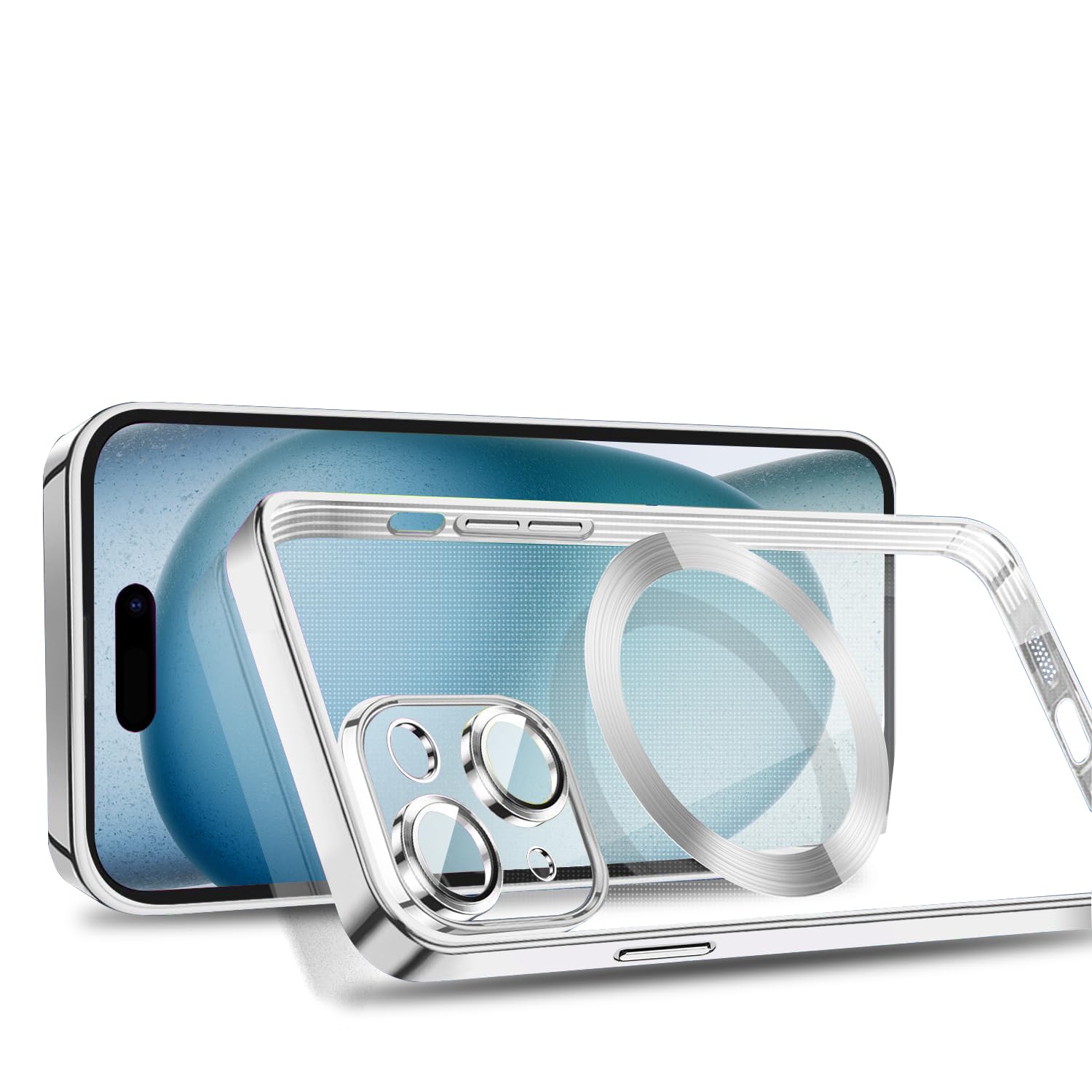 Rakuten - MuZiF iPhone 14 Plus 用 ケース クリア メッキ加工 Magsafe対応 永久磁石 レンズ保護 TPU ソフトケース 薄くて軽い 人気 耐衝撃 携帯カバー iPhone14 Plus 用 クリアケース (iPhone 14 Plus,シ