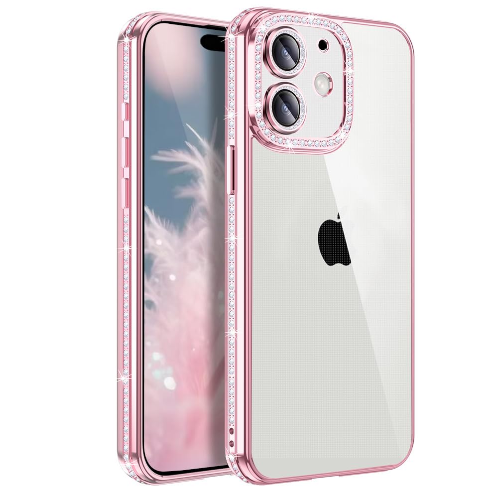 Rakuten - MuZiF iPhone 12 用 ケース クリア メッキ加工 キラキラ 背面全透明 サラウンドレンズ保護 カメラ保護 TPU ソフトケース 薄くて軽い 女性 人気 耐衝撃 携帯カバー ラップホール付き アイフォン 12 用 スマホケース (iPhone