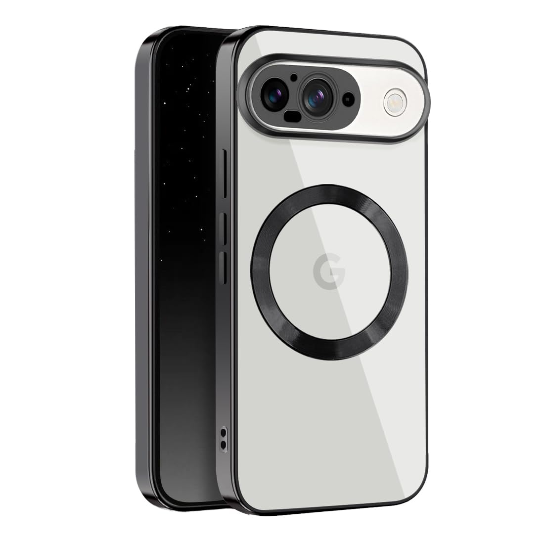 MuZiF Google Pixel 9 Pro/Pixel 9 用 ケース クリア メッキ加工 Magsafe対応 永久磁石 レンズ保護 TPU ソフトケース 薄くて軽い 人気 耐衝撃 携帯カバー スマホケース ピクセル 9 クリアケース (Google