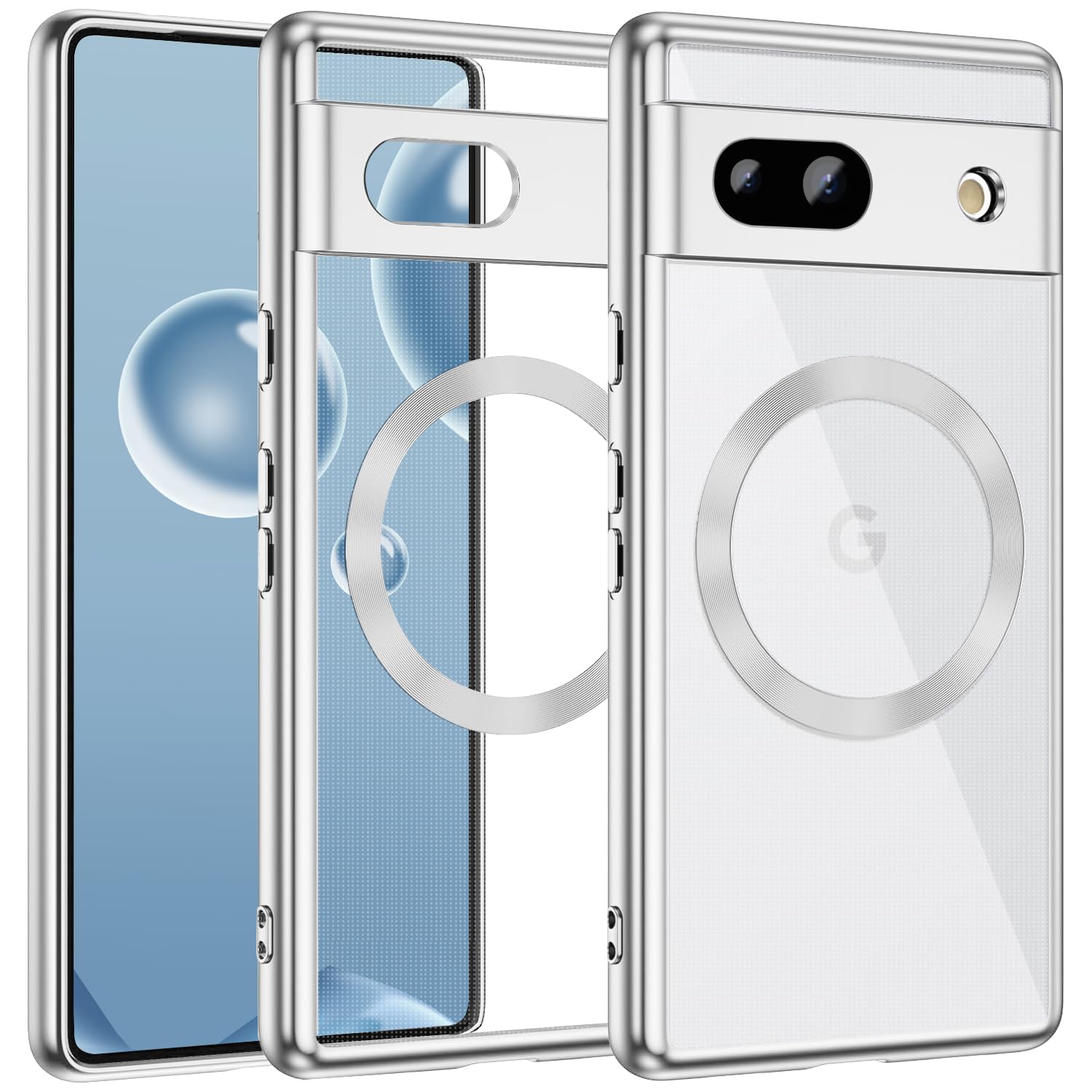 Rakuten - MuZiF Google Pixel 9a 用 ケース クリア メッキ加工 Magsafe対応 永久磁石 レンズ保護 TPU ソフトケース 薄くて軽い 人気 耐衝撃 携帯カバー スマホケース ピクセル 9a クリアケース (Google Pixel 9a,