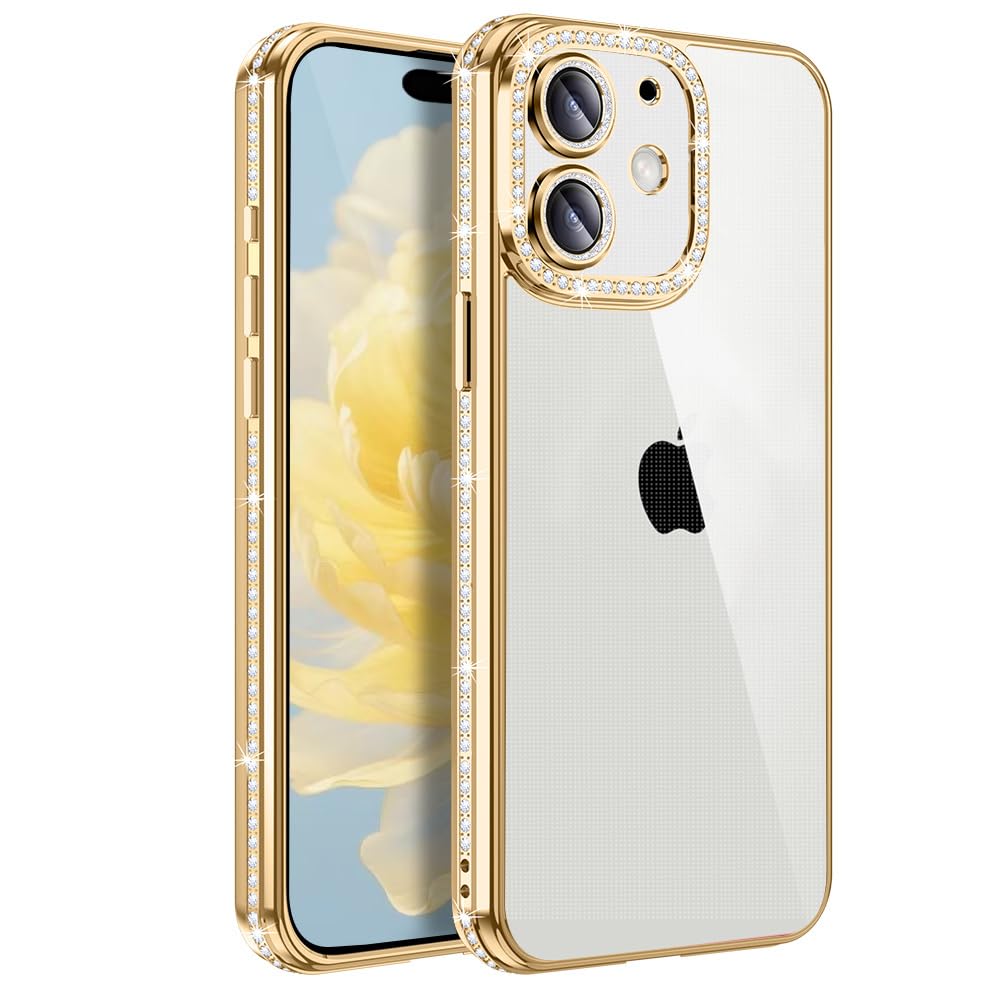 Rakuten - MuZiF iPhone 12 用 ケース クリア メッキ加工 キラキラ 背面全透明 サラウンドレンズ保護 カメラ保護 TPU ソフトケース 薄くて軽い 女性 人気 耐衝撃 携帯カバー ラップホール付き アイフォン 12 用 スマホケース (iPhone