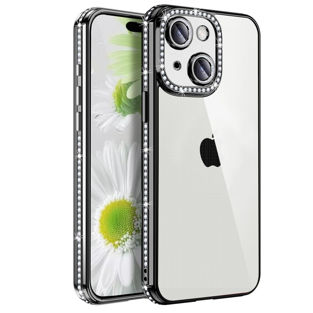 Rakuten - MuZiF iPhone 15 Plus 用 ケース クリア メッキ加工 キラキラ 背面全透明 サラウンドレンズ保護 カメラ保護 TPU ソフトケース 薄くて軽い 女性 人気 耐衝撃 携帯カバー ラップホール付き アイフォン 15 Plus 用 スマホケー