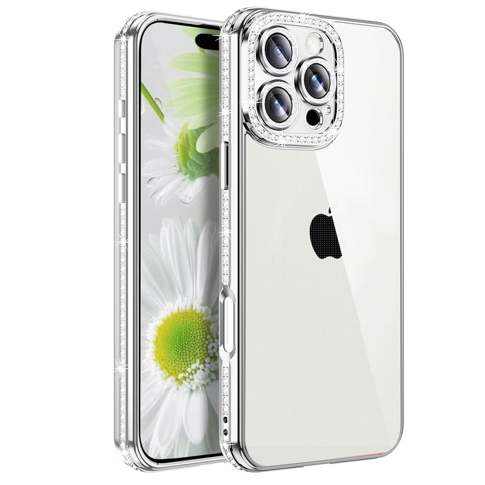 Rakuten - MuZiF iPhone 16 Pro 用 ケース クリア メッキ加工 キラキラ 背面全透明 サラウンドレンズ保護 カメラ保護 TPU ソフトケース 薄くて軽い 女性 人気 耐衝撃 携帯カバー ラップホール付き アイフォン 16 Pro 用 スマホケース