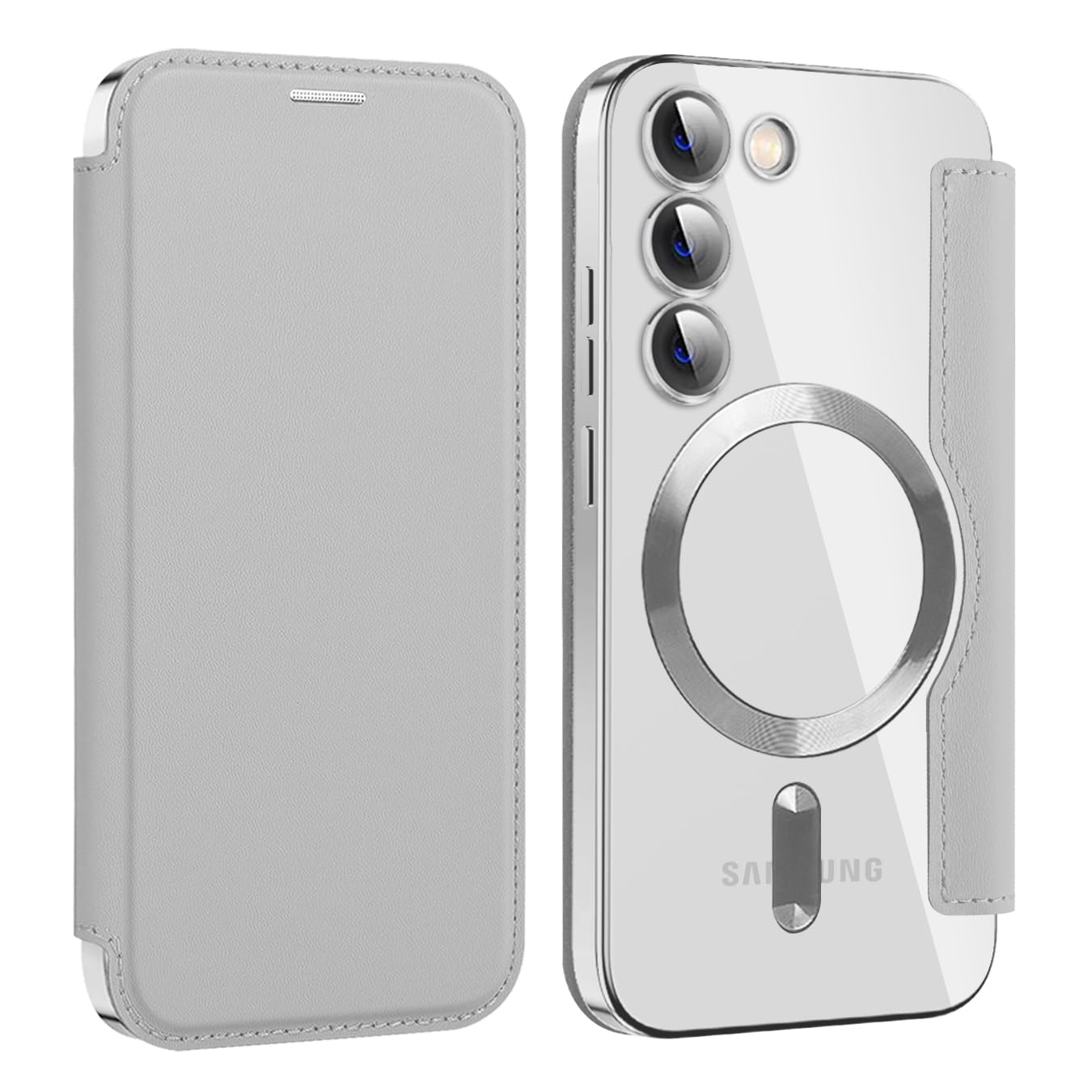 Rakuten - MuZiF Samsung Galaxy S24 用 ケース 手帳型 Magsafe対応 クリア 背面 透明 高級なPUレザー 永久磁石 マグネット スマホケース カード収納、人気財布型 カバー 軽量 S24 用 手帳カバー (Galaxy S24 用,チ