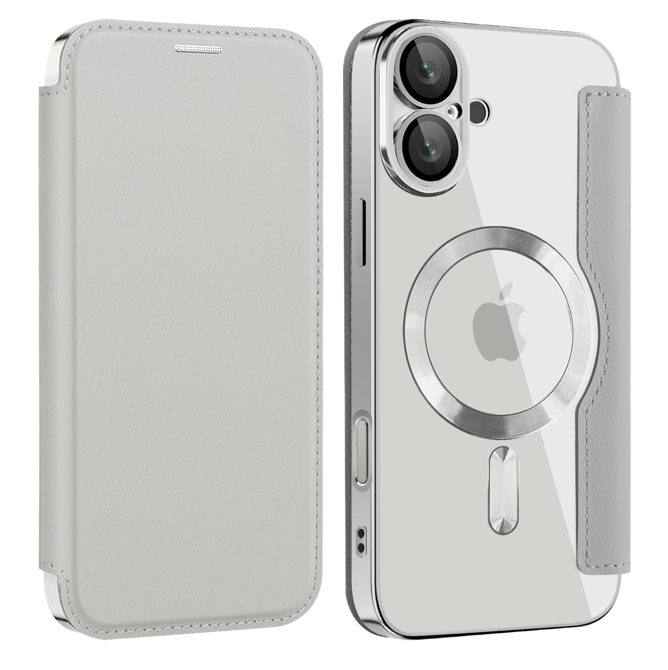 Rakuten - MuZiF iPhone 16 Plus 用 ケース 手帳型 Magsafe対応 クリア 背面 透明 高級なPUレザー 永久磁石 マグネット スマホケース カード収納、人気財布型 カバー 軽量 アイフォン16 Plus 用 手帳カバー (iPhone 16