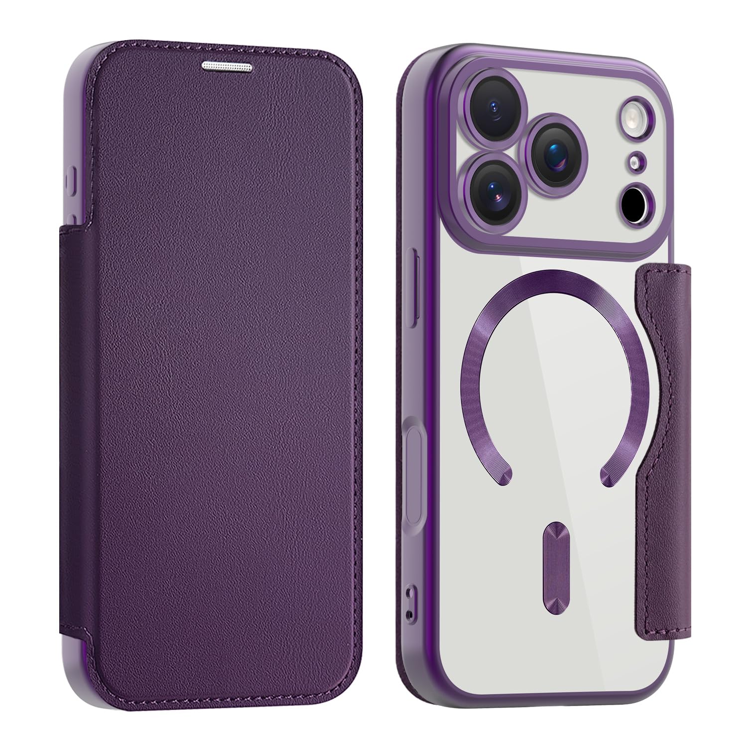 Rakuten - MuZiF iPhone 17 Pro 用 ケース 手帳型 Magsafe対応 クリア 背面 透明 高級なPUレザー 永久磁石 マグネット スマホケース カード収納、人気財布型 カバー 軽量 アイフォン17 Pro 用 手帳カバー (iPhone 17 P