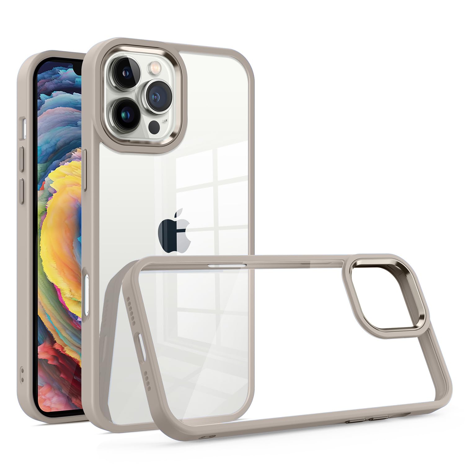 Rakuten - MuZiF iPhone 16 Pro Max 用 ケース クリア 薄型軽量 耐衝撃構造 黄変防止 擦り傷防止 透明 PC 背面クリア アイフォン16 Pro Max 用 カバー クリアケース（iPhone 16 ProMax用,チタン金）