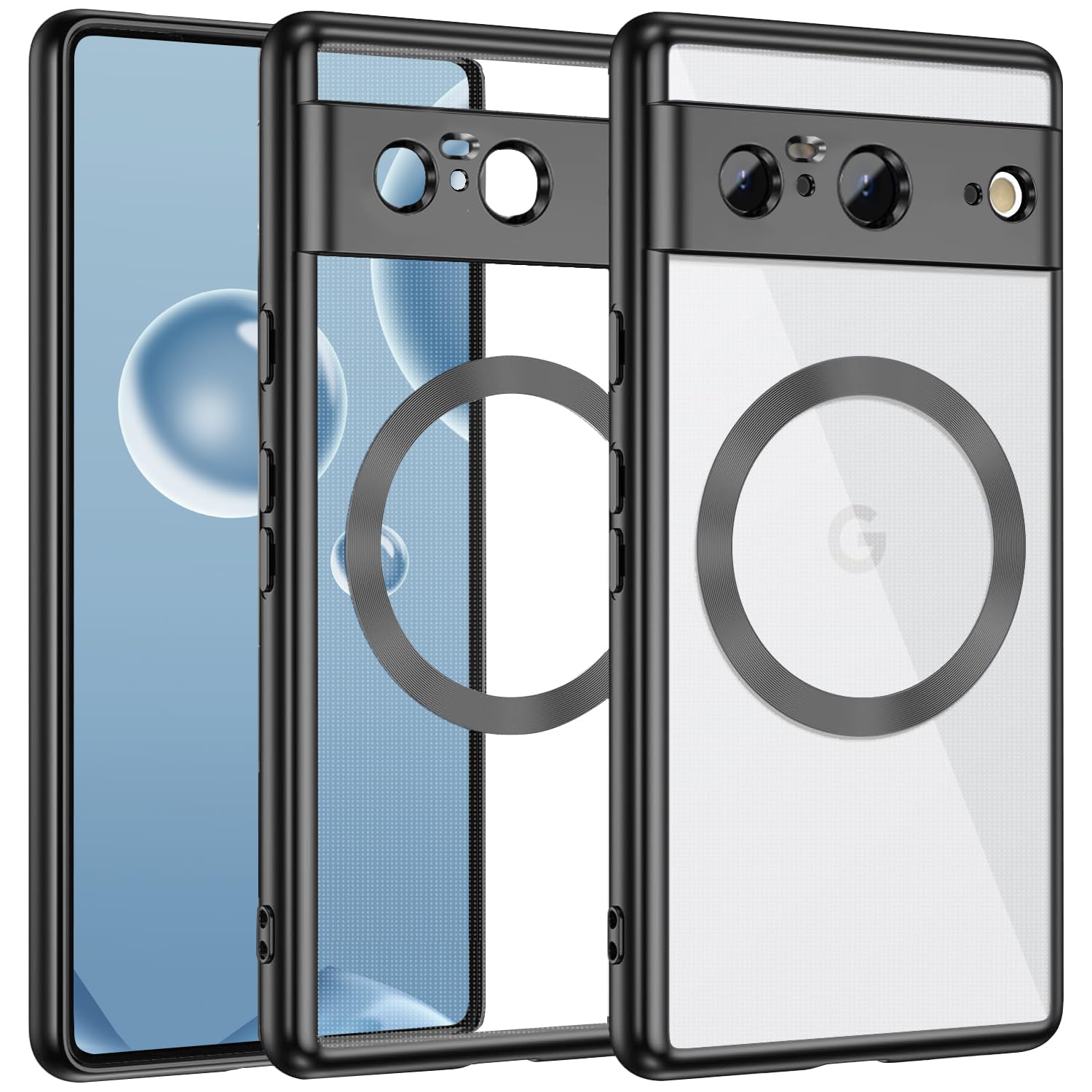 Rakuten - MuZiF Google Pixel 8 用 ケース クリア メッキ加工 Magsafe対応 永久磁石 レンズ保護 TPU ソフトケース 薄くて軽い 人気 耐衝撃 携帯カバー スマホケース ピクセル 8 クリアケース (Google Pixel 8,ブラッ