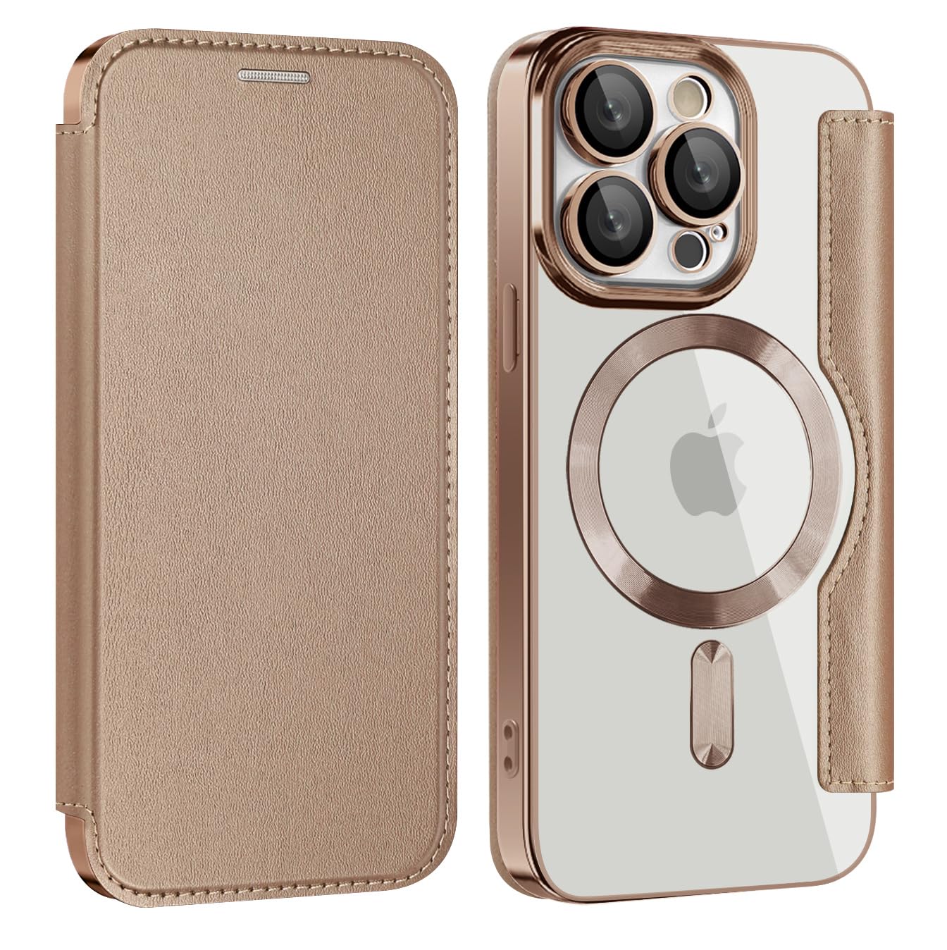 MuZiF iPhone 12 Pro 用 ケース 手帳型 Magsafe対応 クリア 背面 透明 高級なPUレザー 永久磁石 マグネット スマホケース カード収納、人気財布型 カバー 軽量 アイフォン12 Pro 用 手帳カバー (iPhone 12 P