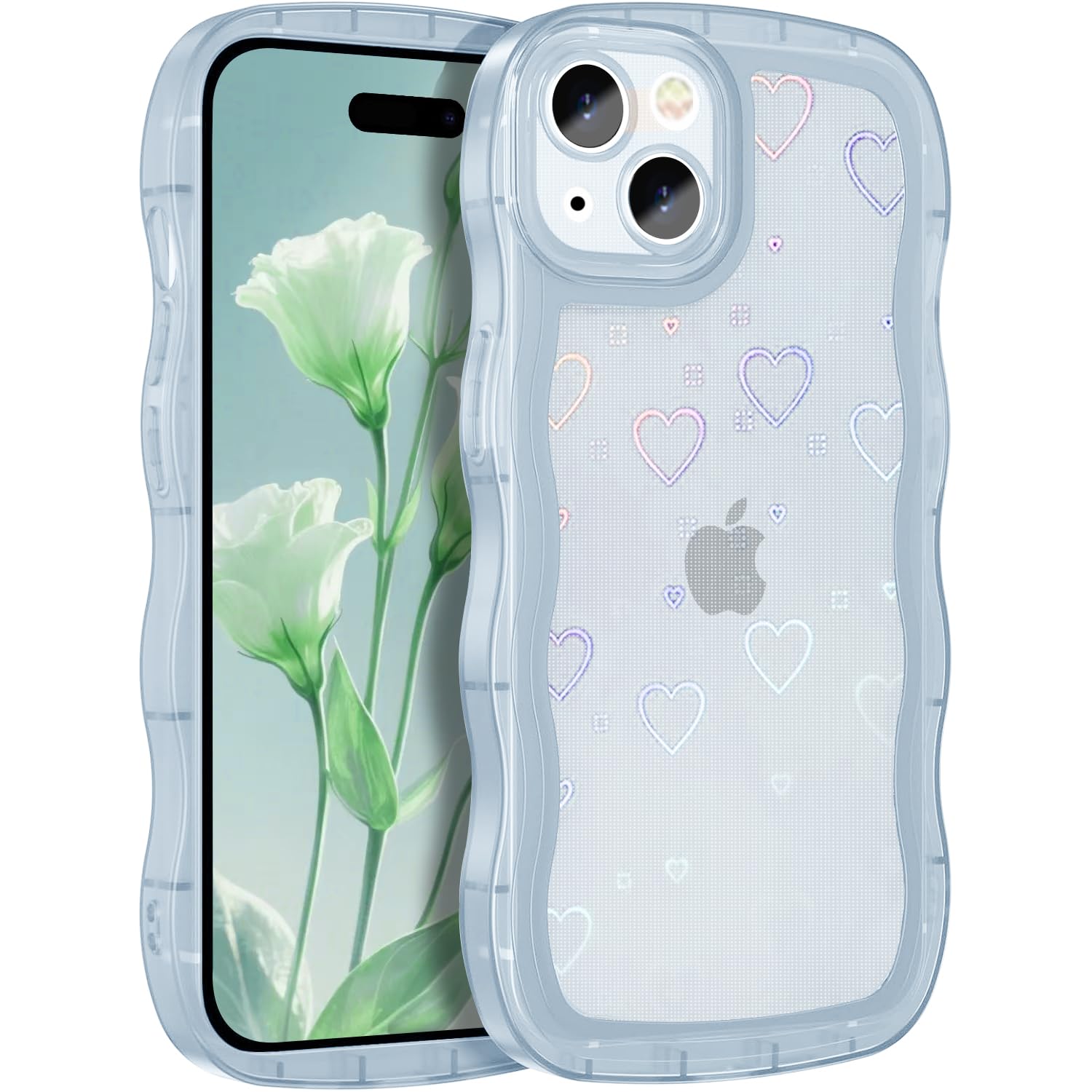 Rakuten - MuZiF iPhone 14 Plus 用 ケース 対応 クリア 可愛い [グリッターカード&ハート形] ウェーブ TPUソフトケース 透明 かわいい 韓国 薄くて軽い 人気 おしゃれ ストラップ穴あり 耐衝撃 保護カバー アイフォン14 Plus 用