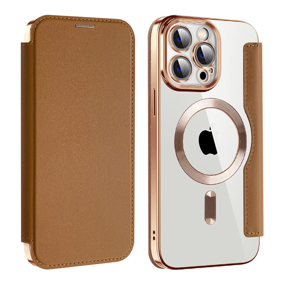 Rakuten - MuZiF iPhone 12 Pro Max 用 ケース 手帳型 Magsafe対応 クリア 背面 透明 高級なPUレザー 永久磁石 マグネット スマホケース カード収納、人気財布型 カバー 軽量 アイフォン12 Pro Max 用 手帳カバー (ブラウ