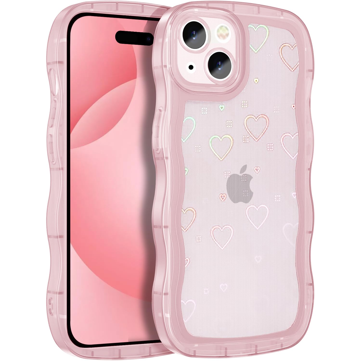 Rakuten - MuZiF iPhone 14 用 ケース 対応 クリア 可愛い [グリッターカード&ハート形] ウェーブ TPUソフトケース 透明 かわいい 韓国 薄くて軽い 人気 おしゃれ ストラップ穴あり 耐衝撃 保護カバー アイフォン14 用 スマホケース (iP