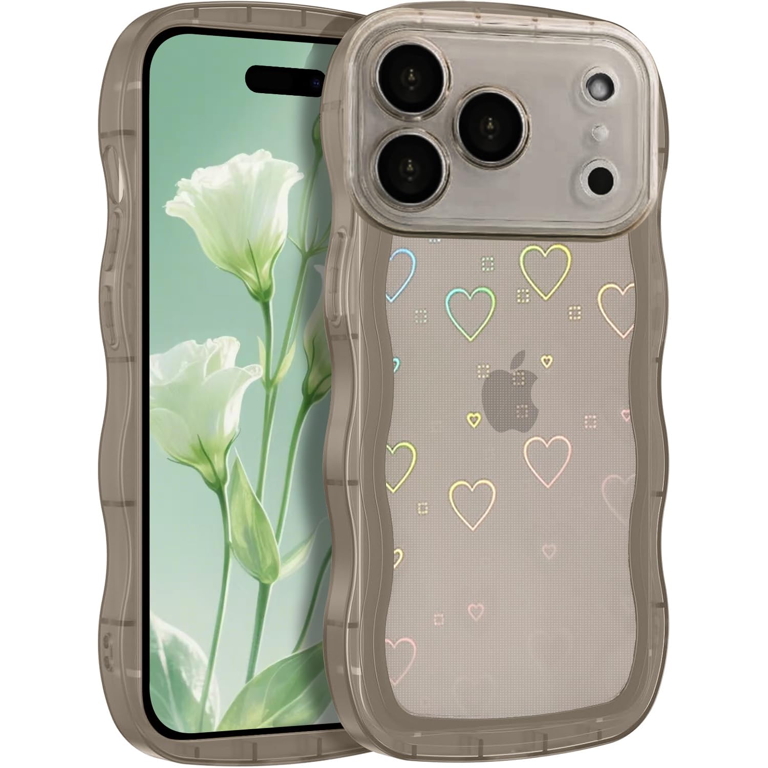 Rakuten - MuZiF iPhone 17 Pro Max 用 ケース 対応 クリア 可愛い [グリッターカード&ハート形] ウェーブ TPUソフトケース 透明 かわいい 韓国 薄くて軽い 人気 おしゃれ ストラップ穴あり 耐衝撃 保護カバー 17 Pro Max 用