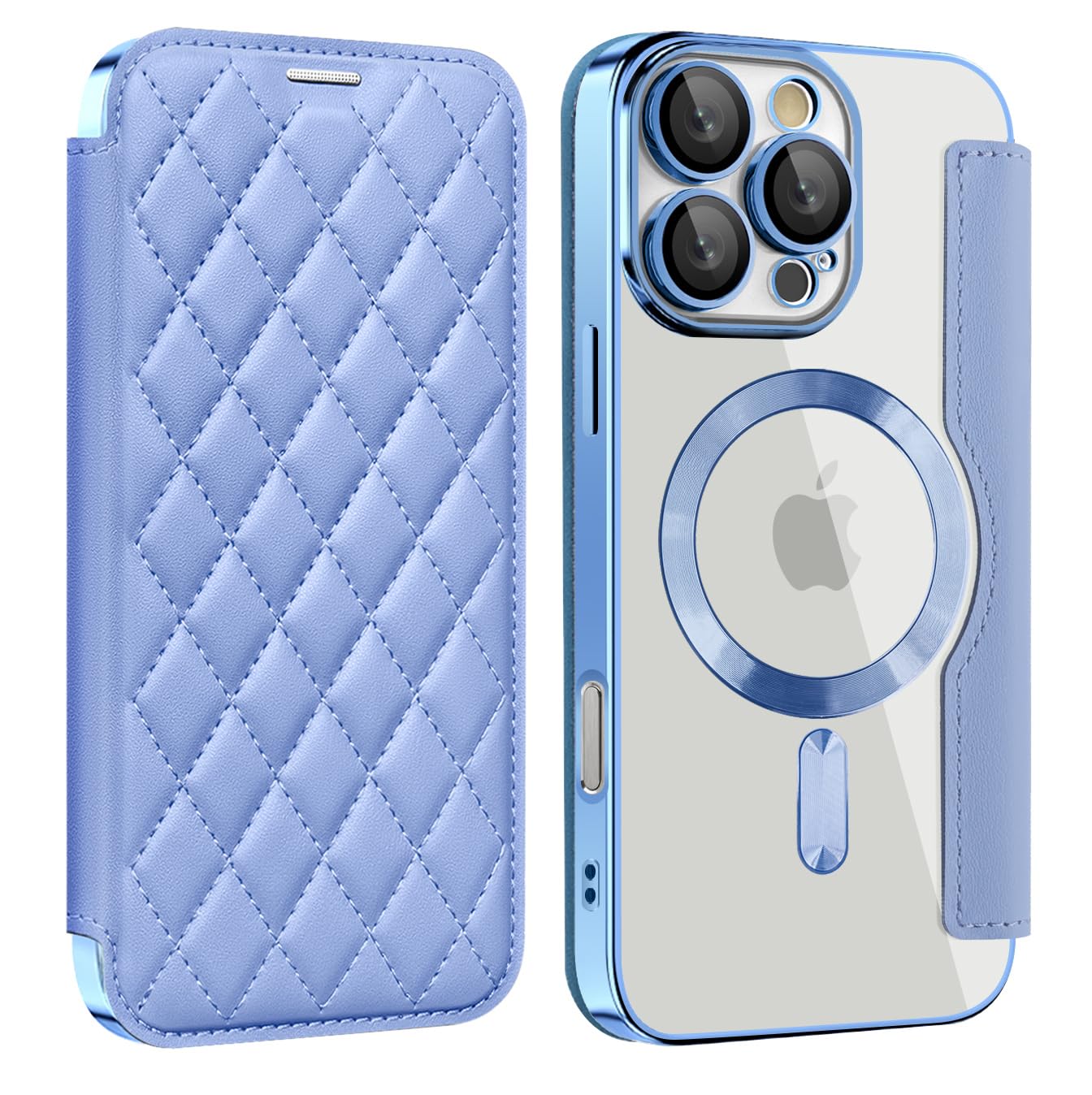 Rakuten - MuZiF iPhone 16 Pro 用 ケース 手帳型 Magsafe対応 クリア 背面 透明 キルティング 高級なPUレザー スマホケース カード収納 おしゃれ 韓国 人気財布型 カバー 軽量 アイフォン16 Pro用 手帳カバー ケース (iPho