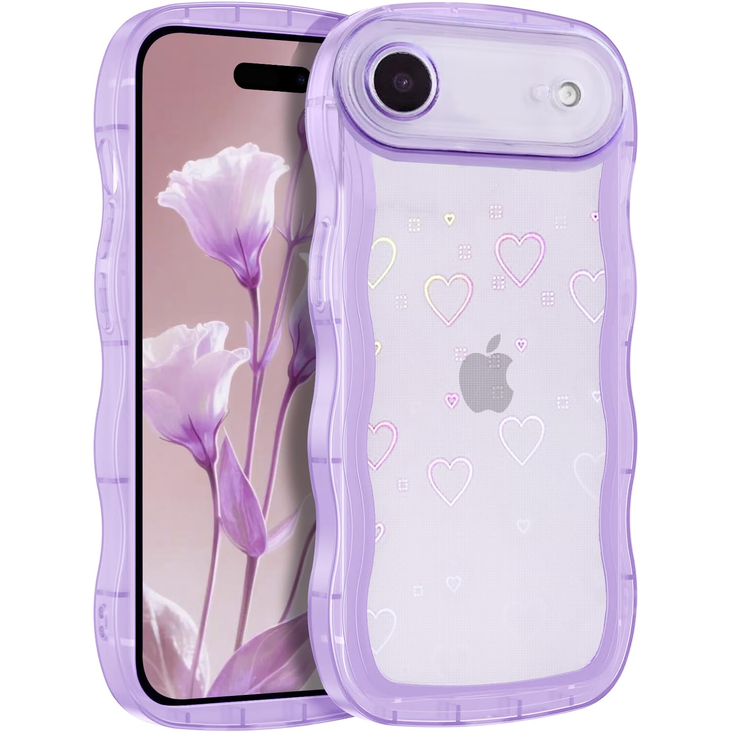 Rakuten - MuZiF iPhone 17 Air 用 ケース 対応 クリア 可愛い [グリッターカード&ハート形] ウェーブ TPUソフトケース 透明 かわいい 韓国 薄くて軽い 人気 おしゃれ ストラップ穴あり 耐衝撃 保護カバー 17 Air 用 スマホケース