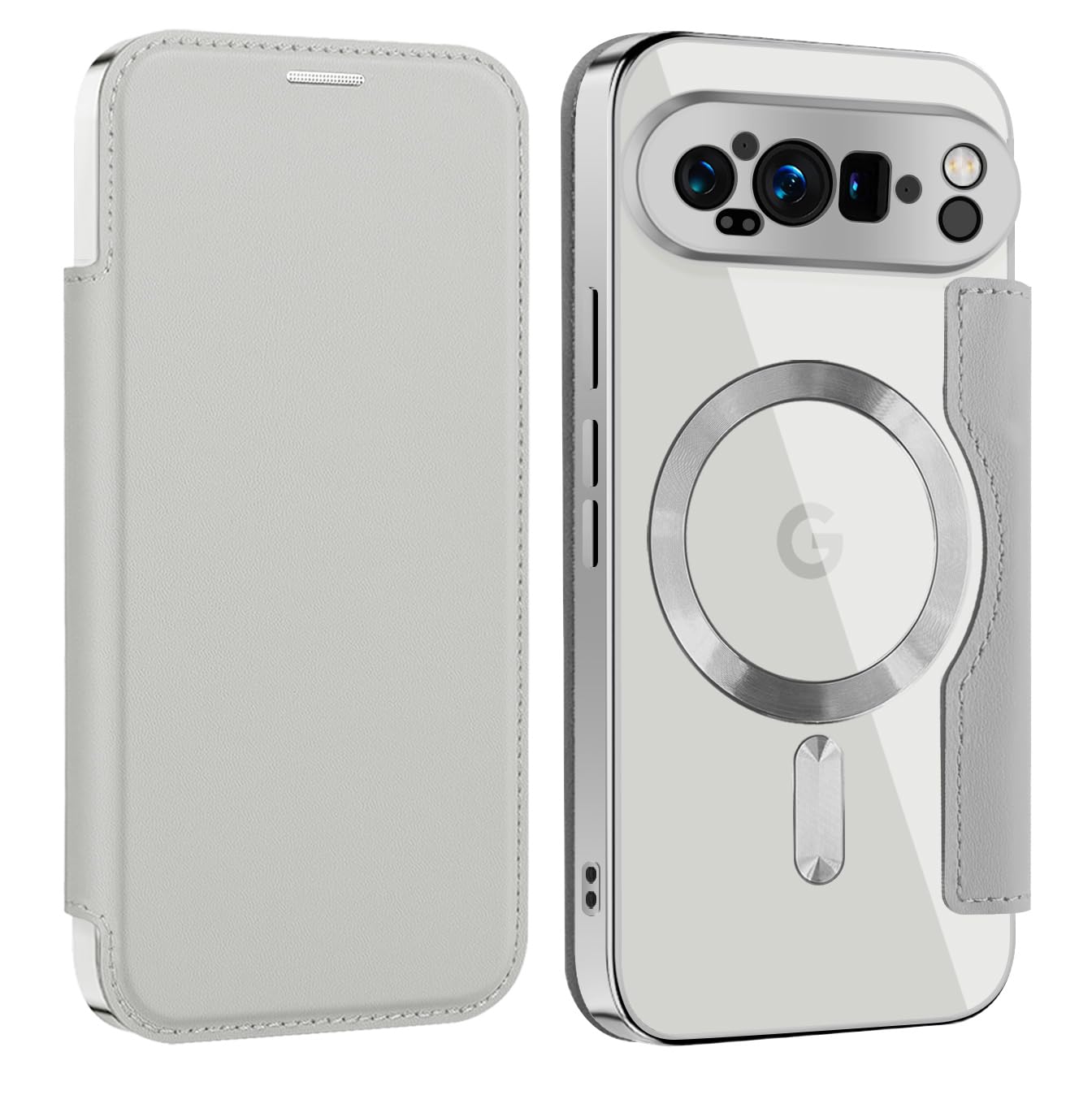 Rakuten - MuZiF Google Pixel 9 Pro 用 ケース 手帳型 Magsafe対応 クリア 背面 透明 高級なPUレザー 永久磁石 マグネット スマホケース カード収納、人気財布型 カバー 軽量 ピクセル 9 Pro用 手帳カバー (Pixel 9